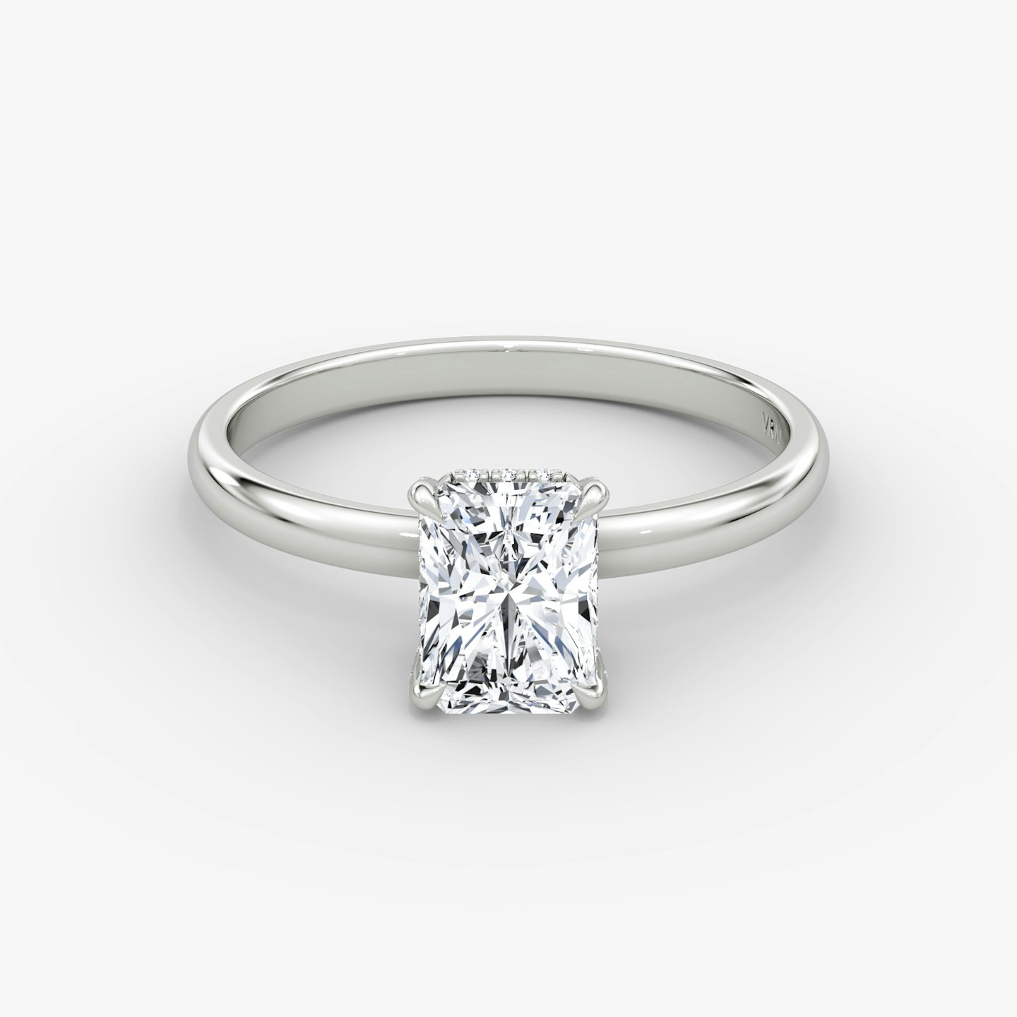 The Classic Hidden Halo | Radiant | Platinum | bandAccent: Plain | bandWidth: large | prongStyle: Pavé | diamondOrientation: vertical | caratWeight: other
