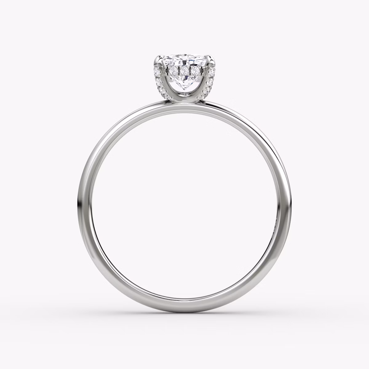 The Classic Hidden Halo | Radiant | Platinum | bandAccent: Plain | bandWidth: large | prongStyle: Pavé | diamondOrientation: vertical | caratWeight: other