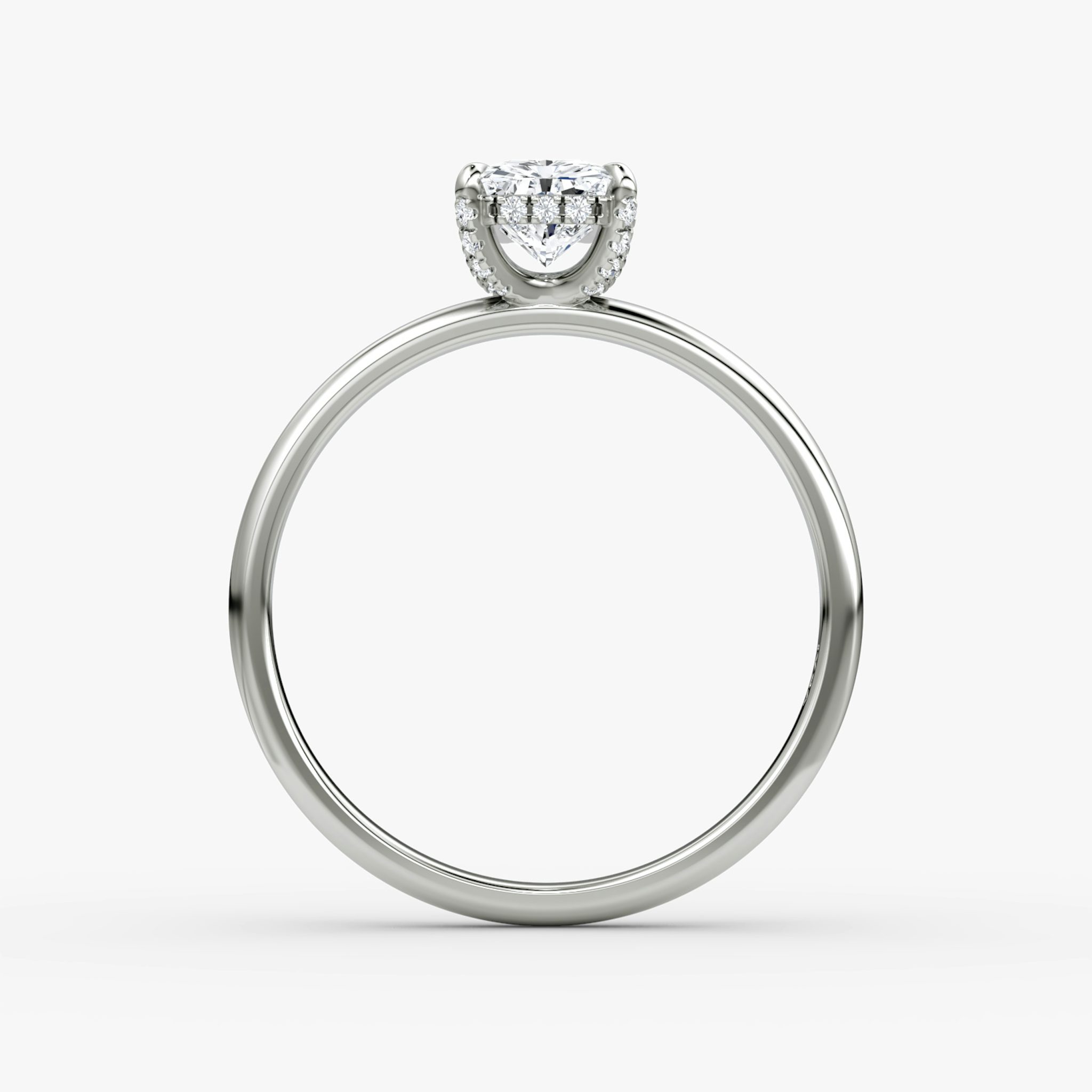 The Classic Hidden Halo | Radiant | 18k | White Gold | bandAccent: Plain | bandWidth: large | prongStyle: Pavé | diamondOrientation: vertical | caratWeight: other