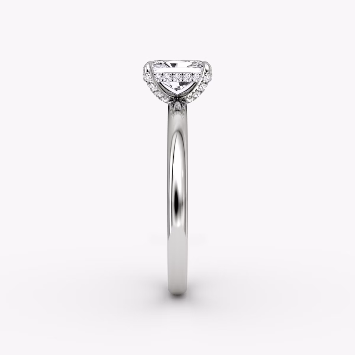 The Classic Hidden Halo | Radiant | Platinum | bandAccent: Plain | bandWidth: large | prongStyle: Pavé | diamondOrientation: vertical | caratWeight: other