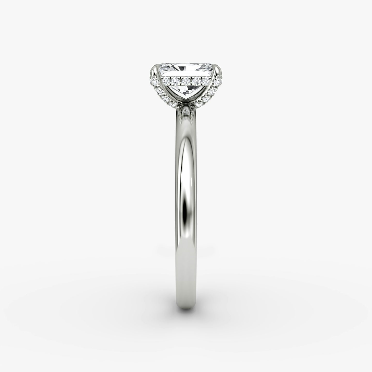 The Classic Hidden Halo | Radiant | Platinum | bandAccent: Plain | bandWidth: large | prongStyle: Pavé | diamondOrientation: vertical | caratWeight: other