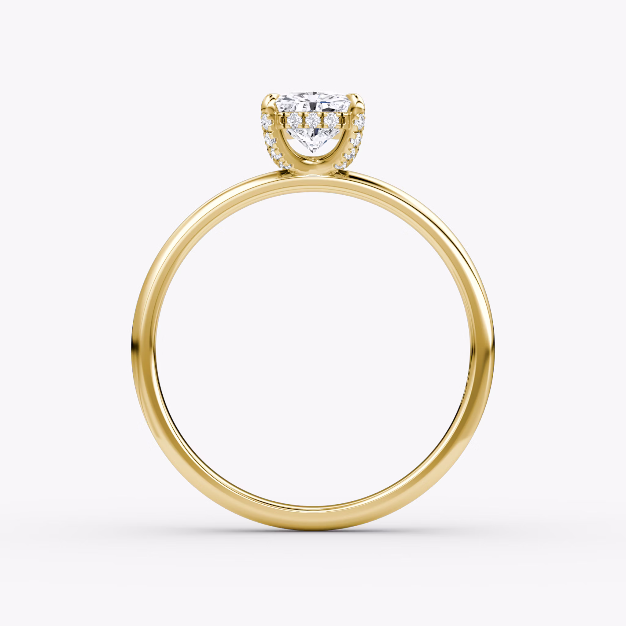 The Classic Hidden Halo | Radiant | 18k | Yellow Gold | bandAccent: Plain | bandWidth: large | prongStyle: Pavé | diamondOrientation: vertical | caratWeight: other