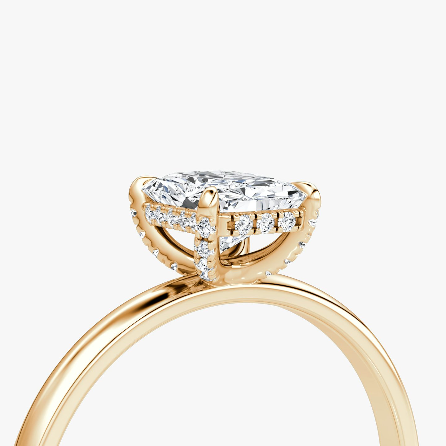 The Classic Hidden Halo | Radiant | 14k | Rose Gold | bandAccent: Plain | bandWidth: large | prongStyle: Pavé | diamondOrientation: vertical | caratWeight: other