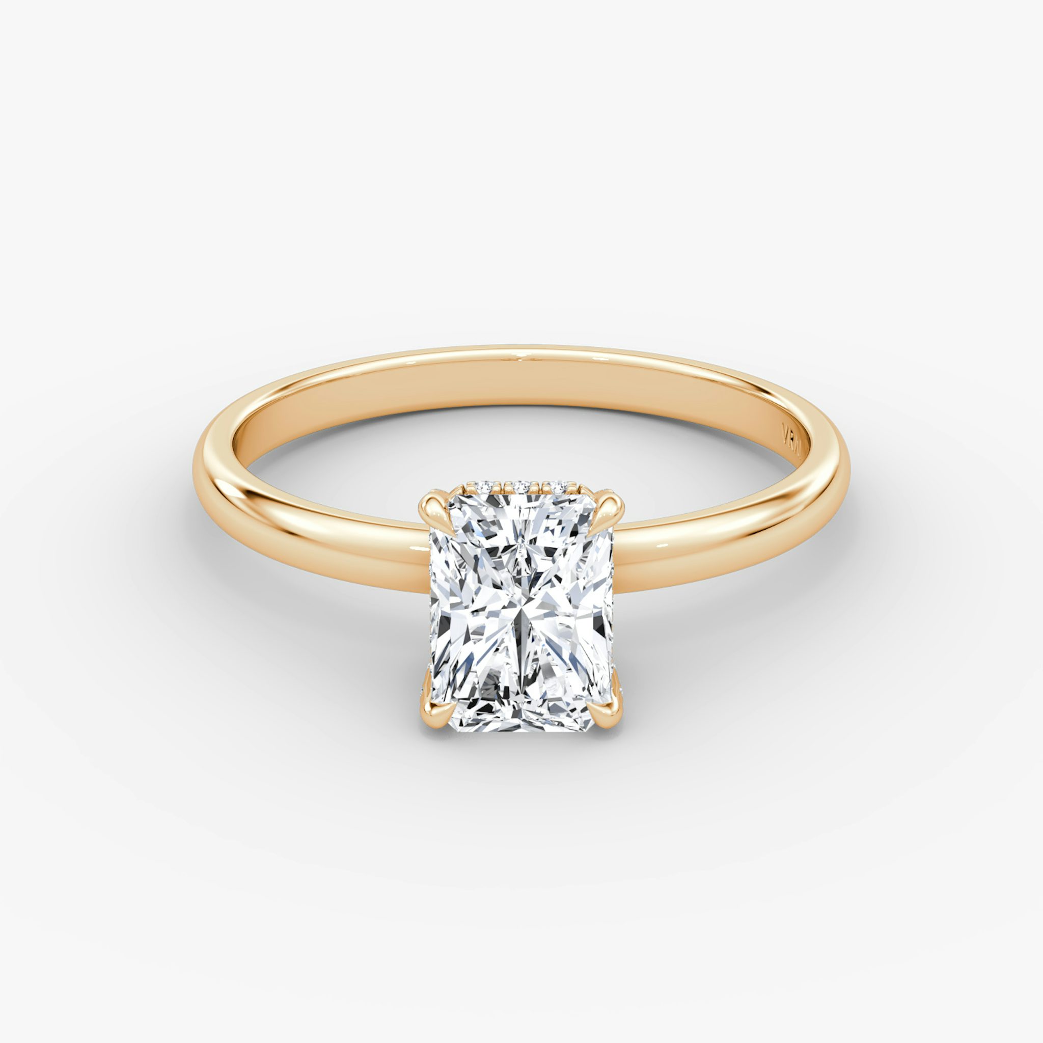 The Classic Hidden Halo | Radiant | 14k | Rose Gold | bandAccent: Plain | bandWidth: large | prongStyle: Pavé | diamondOrientation: vertical | caratWeight: other