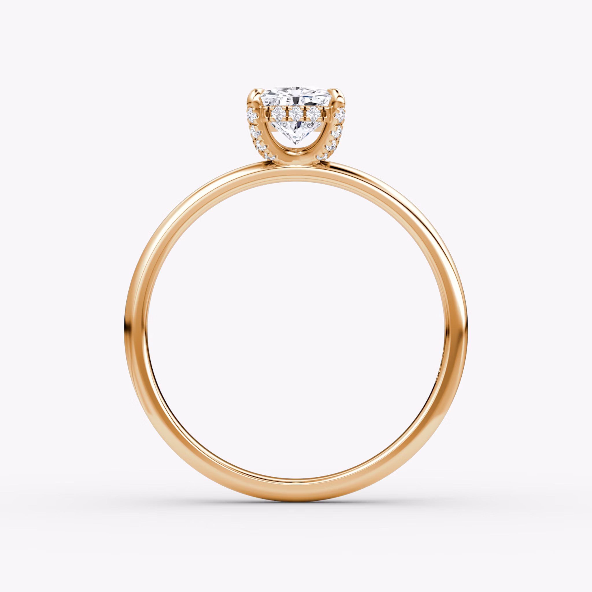 The Classic Hidden Halo | Radiant | 14k | Rose Gold | bandAccent: Plain | bandWidth: large | prongStyle: Pavé | diamondOrientation: vertical | caratWeight: other
