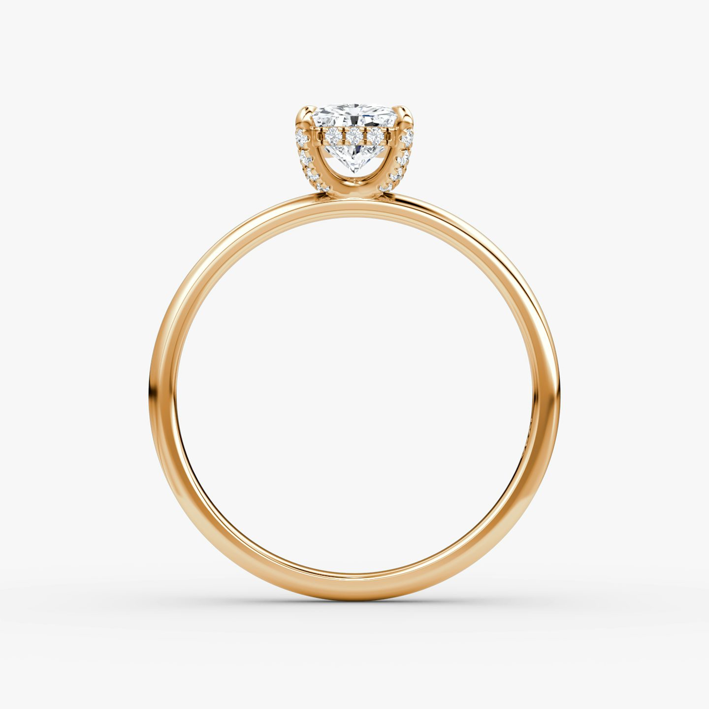 The Classic Hidden Halo | Radiant | 14k | Rose Gold | bandAccent: Plain | bandWidth: large | prongStyle: Pavé | diamondOrientation: vertical | caratWeight: other