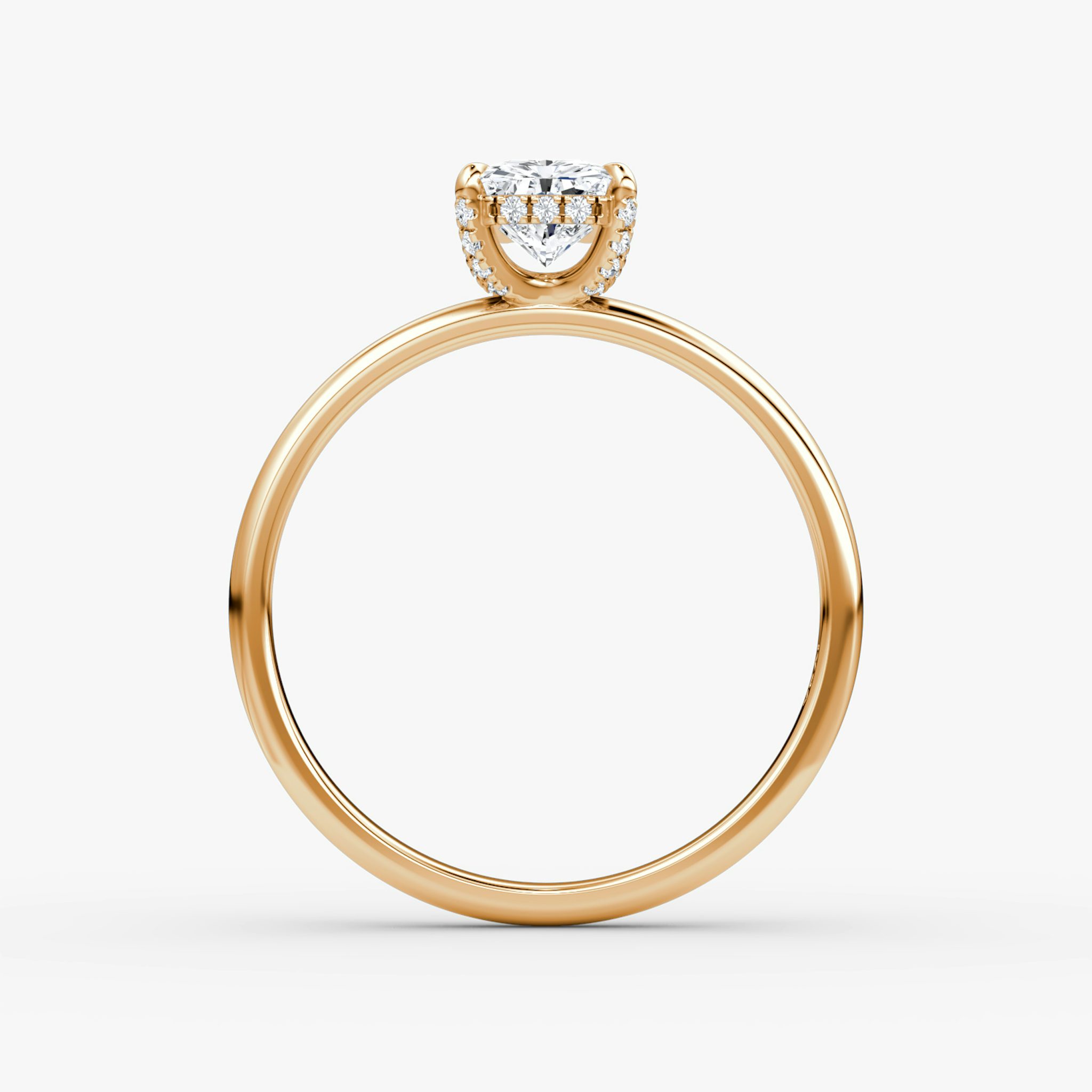 The Classic Hidden Halo | Radiant | 14k | Rose Gold | bandAccent: Plain | bandWidth: large | prongStyle: Pavé | diamondOrientation: vertical | caratWeight: other