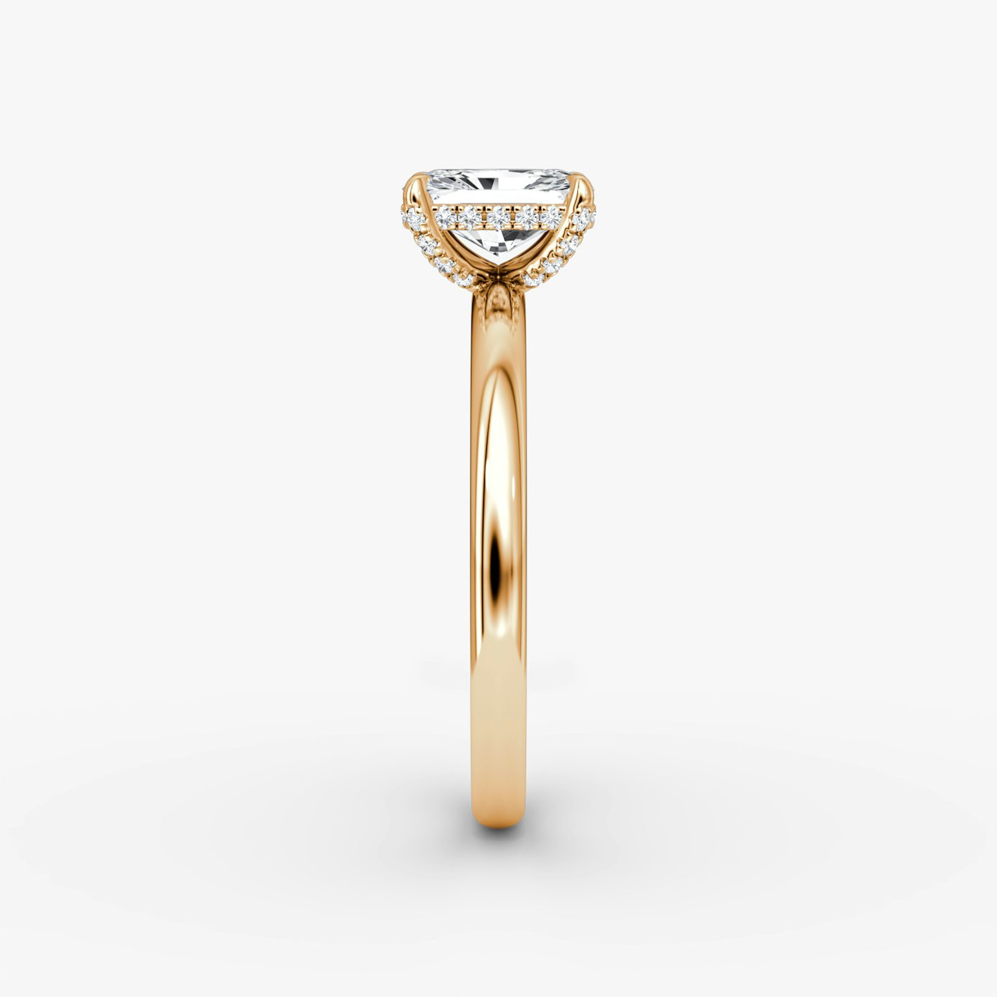 The Classic Hidden Halo | Radiant | 14k | Rose Gold | bandAccent: Plain | bandWidth: large | prongStyle: Pavé | diamondOrientation: vertical | caratWeight: other