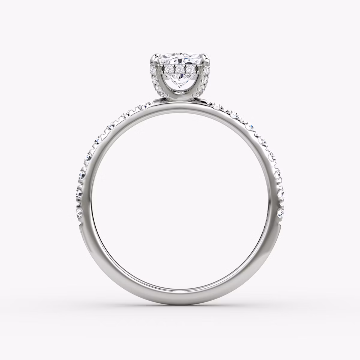 The Classic Hidden Halo | Radiant | Platinum | bandAccent: Pavé | bandWidth: large | prongStyle: Pavé | diamondOrientation: vertical | caratWeight: other