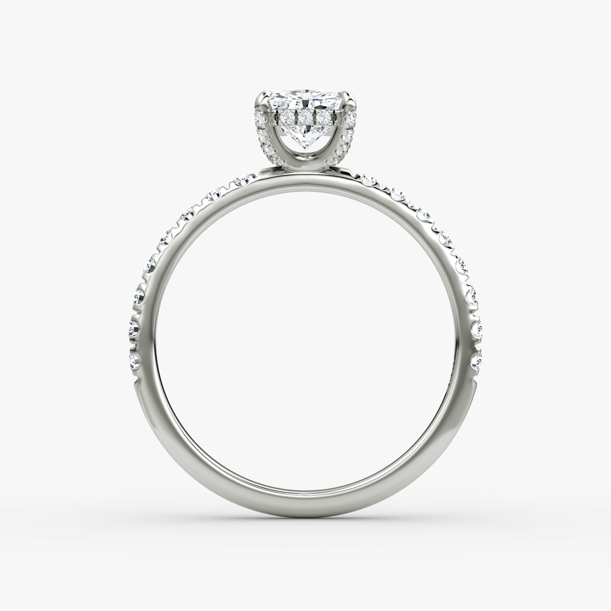 The Classic Hidden Halo | Radiant | 18k | White Gold | bandAccent: Pavé | bandWidth: large | prongStyle: Pavé | diamondOrientation: vertical | caratWeight: other