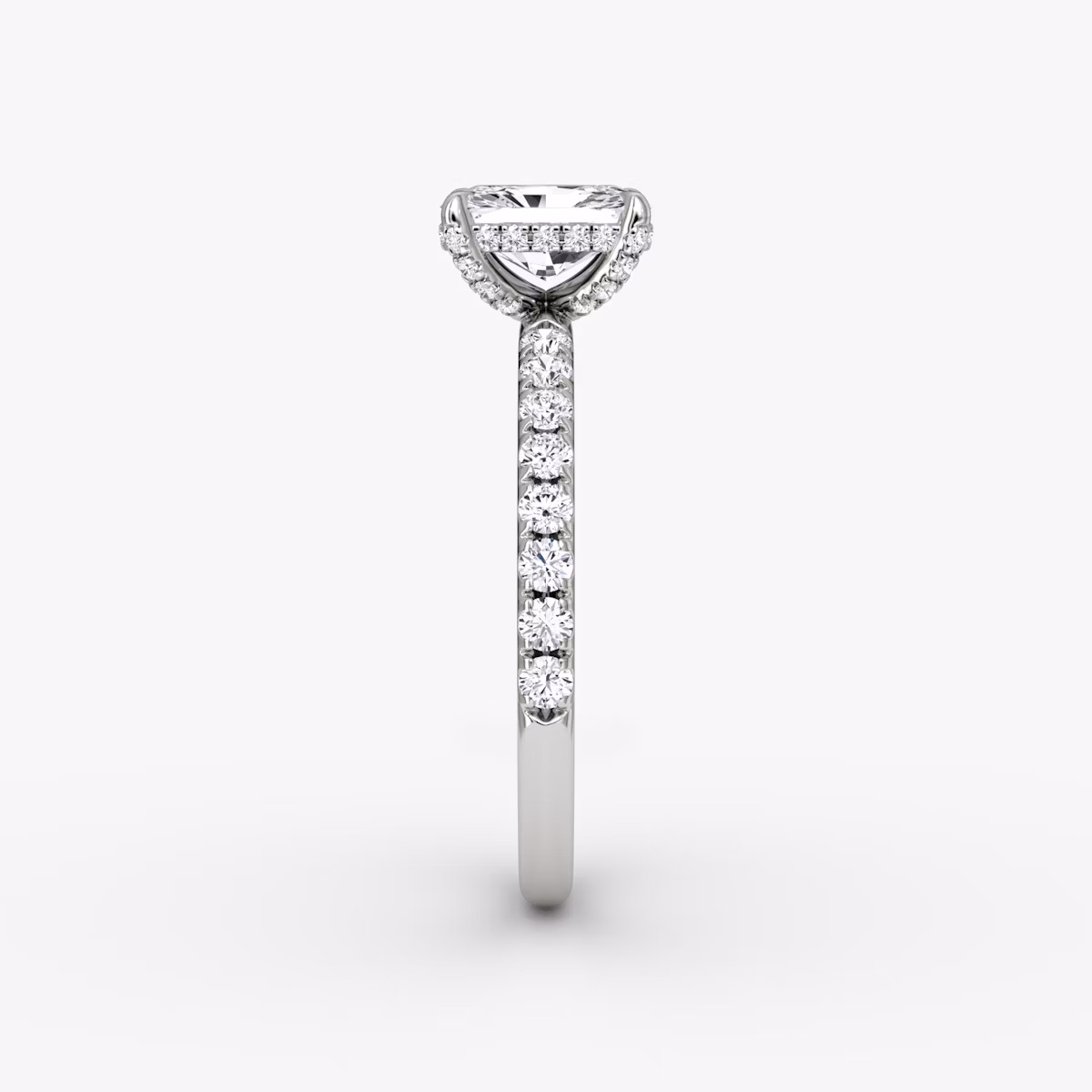 The Classic Hidden Halo | Radiant | Platinum | bandAccent: Pavé | bandWidth: large | prongStyle: Pavé | diamondOrientation: vertical | caratWeight: other
