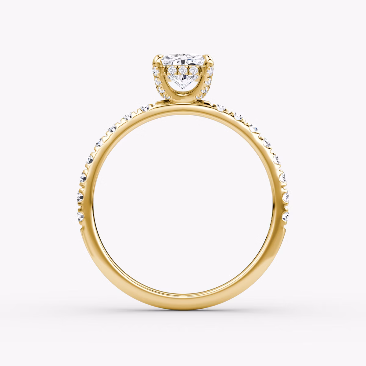 The Classic Hidden Halo | Radiant | 18k | Yellow Gold | bandAccent: Pavé | bandWidth: large | prongStyle: Pavé | diamondOrientation: vertical | caratWeight: other