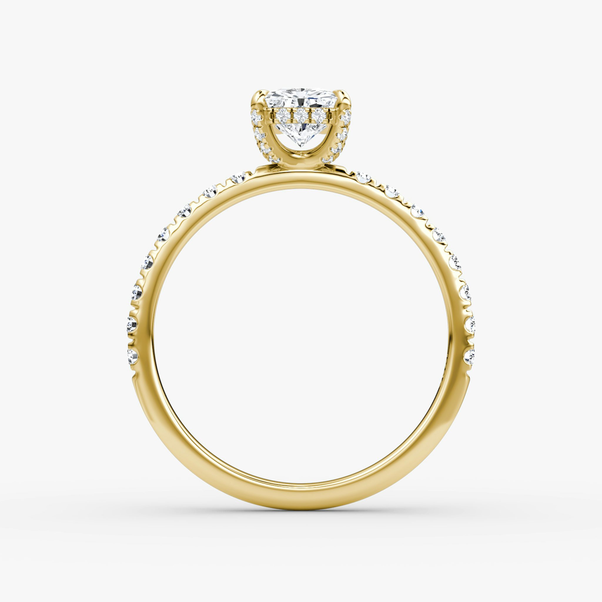 The Classic Hidden Halo | Radiant | 18k | Yellow Gold | bandAccent: Pavé | bandWidth: large | prongStyle: Pavé | diamondOrientation: vertical | caratWeight: other