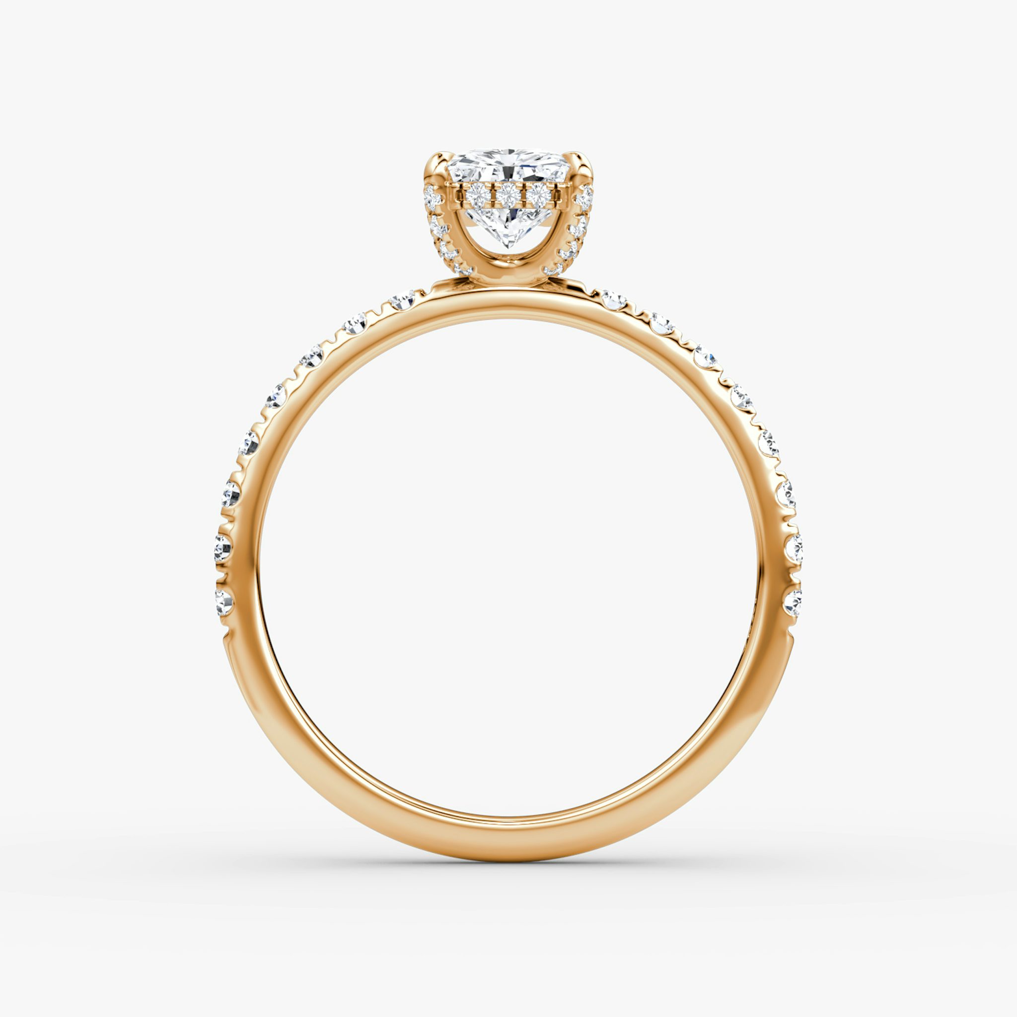 The Classic Hidden Halo | Radiant | 14k | Rose Gold | bandAccent: Pavé | bandWidth: large | prongStyle: Pavé | diamondOrientation: vertical | caratWeight: other
