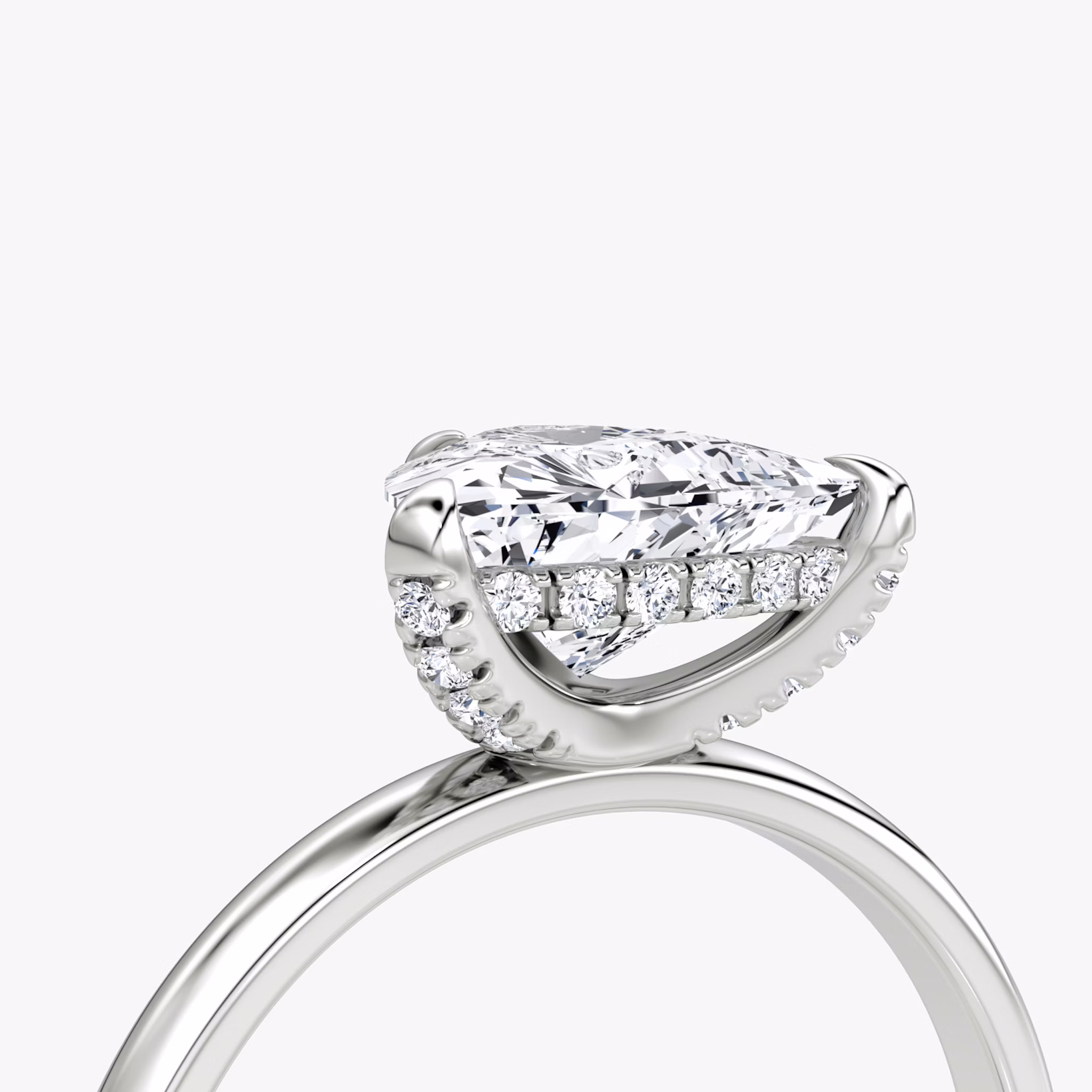 The Classic Hidden Halo | Trillion | 18k | White Gold | bandAccent: Plain | bandWidth: large | prongStyle: Plain | diamondOrientation: vertical | caratWeight: other