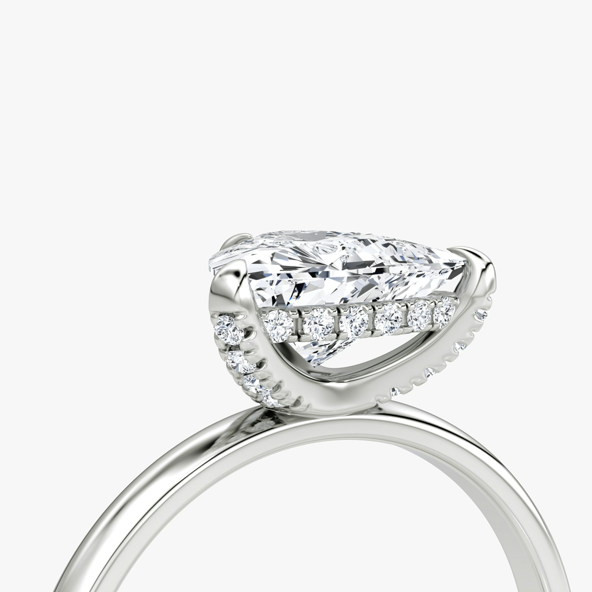 The Classic Hidden Halo | Trillion | 18k | White Gold | bandAccent: Plain | bandWidth: large | prongStyle: Plain | diamondOrientation: vertical | caratWeight: other