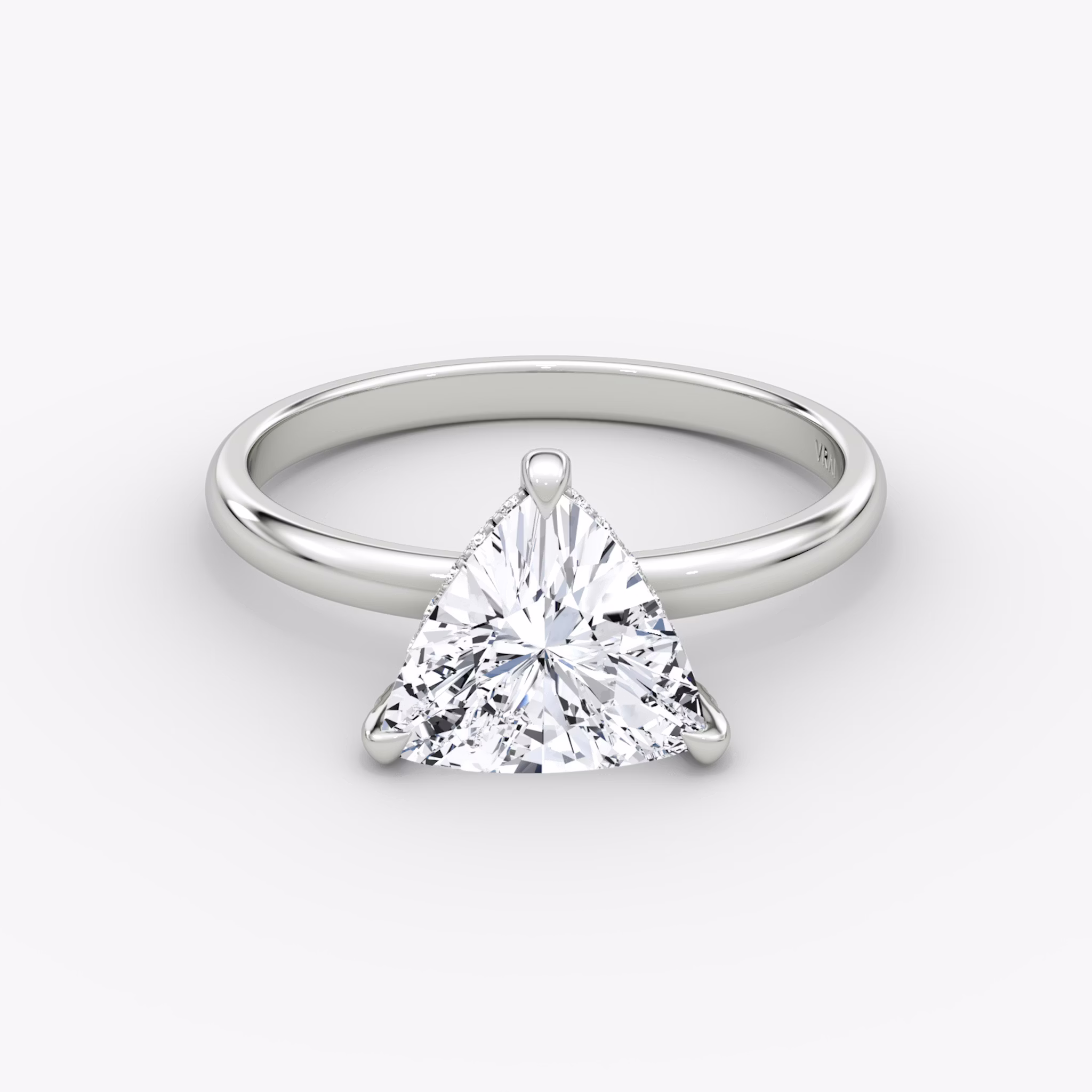 The Classic Hidden Halo | Trillion | 18k | White Gold | bandAccent: Plain | bandWidth: large | prongStyle: Plain | diamondOrientation: vertical | caratWeight: other