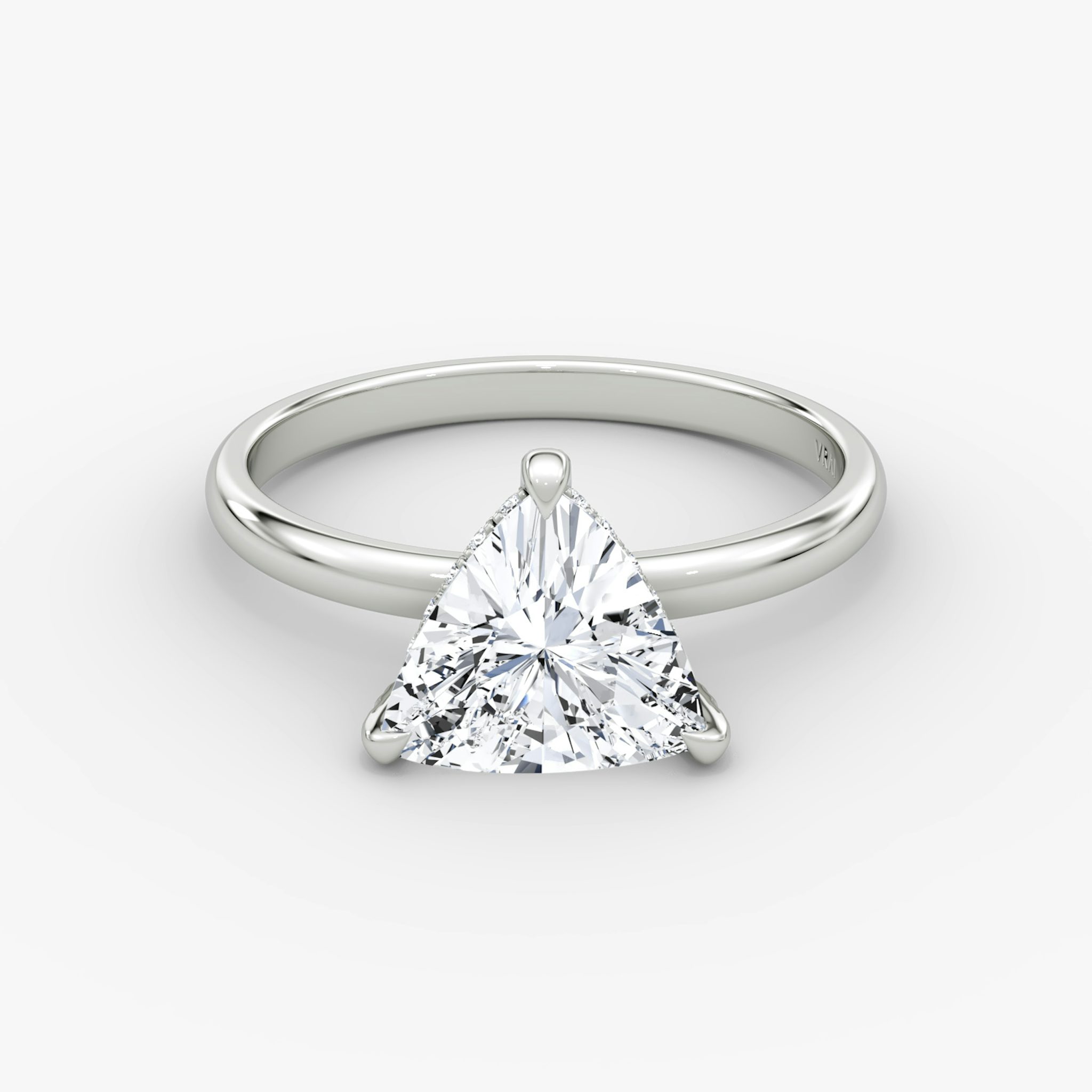 The Classic Hidden Halo | Trillion | 18k | White Gold | bandAccent: Plain | bandWidth: large | prongStyle: Plain | diamondOrientation: vertical | caratWeight: other