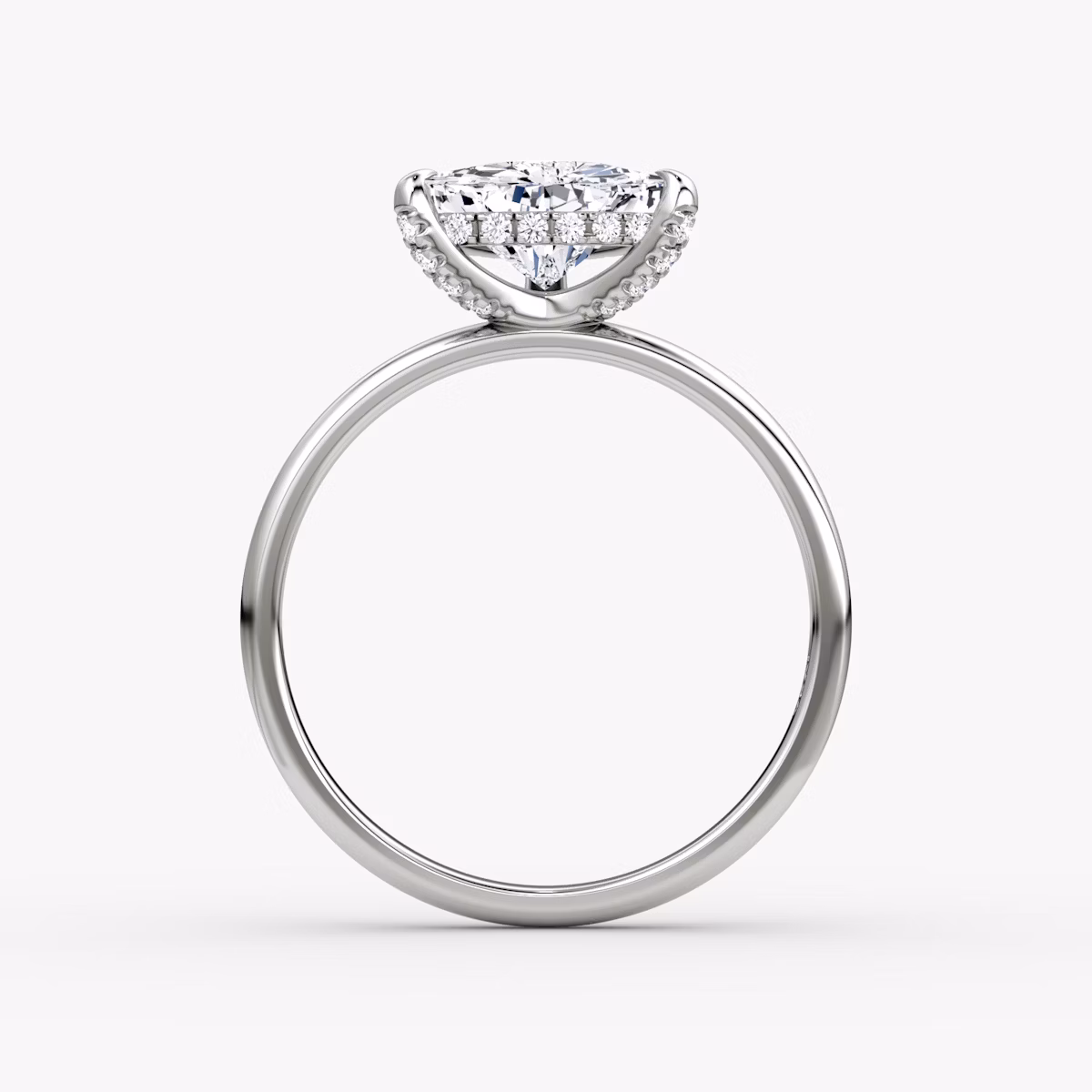 The Classic Hidden Halo | Trillion | 18k | White Gold | bandAccent: Plain | bandWidth: large | prongStyle: Plain | diamondOrientation: vertical | caratWeight: other