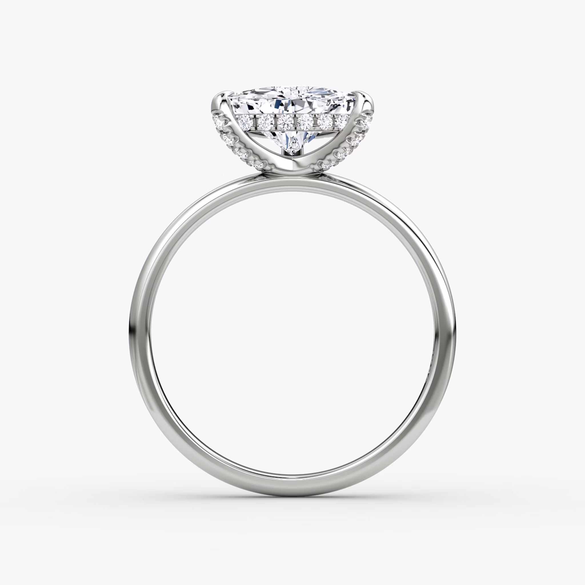 The Classic Hidden Halo | Trillion | 18k | White Gold | bandAccent: Plain | bandWidth: large | prongStyle: Plain | diamondOrientation: vertical | caratWeight: other