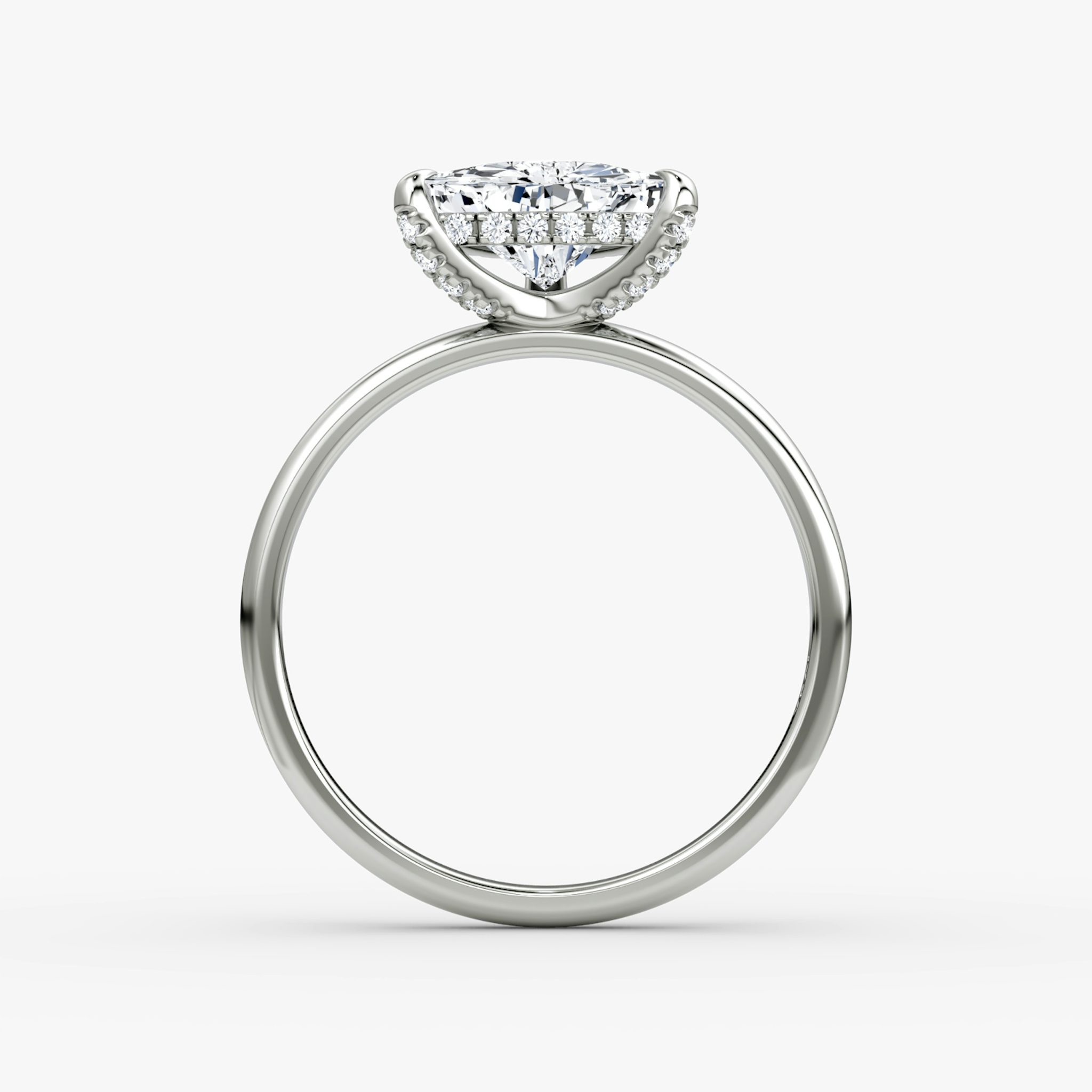 The Classic Hidden Halo | Trillion | 18k | White Gold | bandAccent: Plain | bandWidth: large | prongStyle: Plain | diamondOrientation: vertical | caratWeight: other