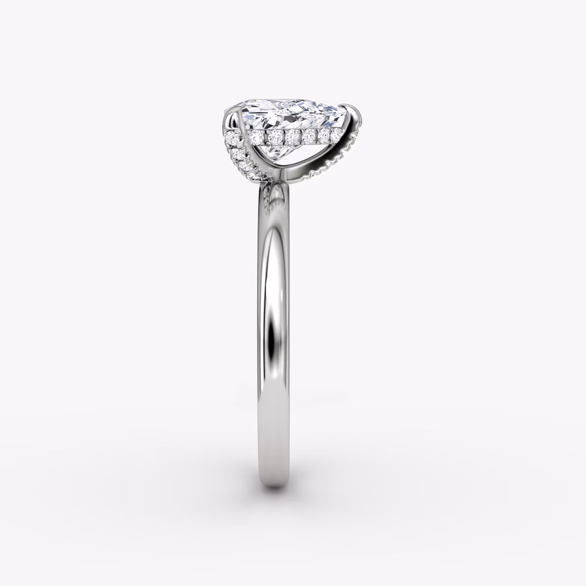 The Classic Hidden Halo | Trillion | 18k | White Gold | bandAccent: Plain | bandWidth: large | prongStyle: Plain | diamondOrientation: vertical | caratWeight: other