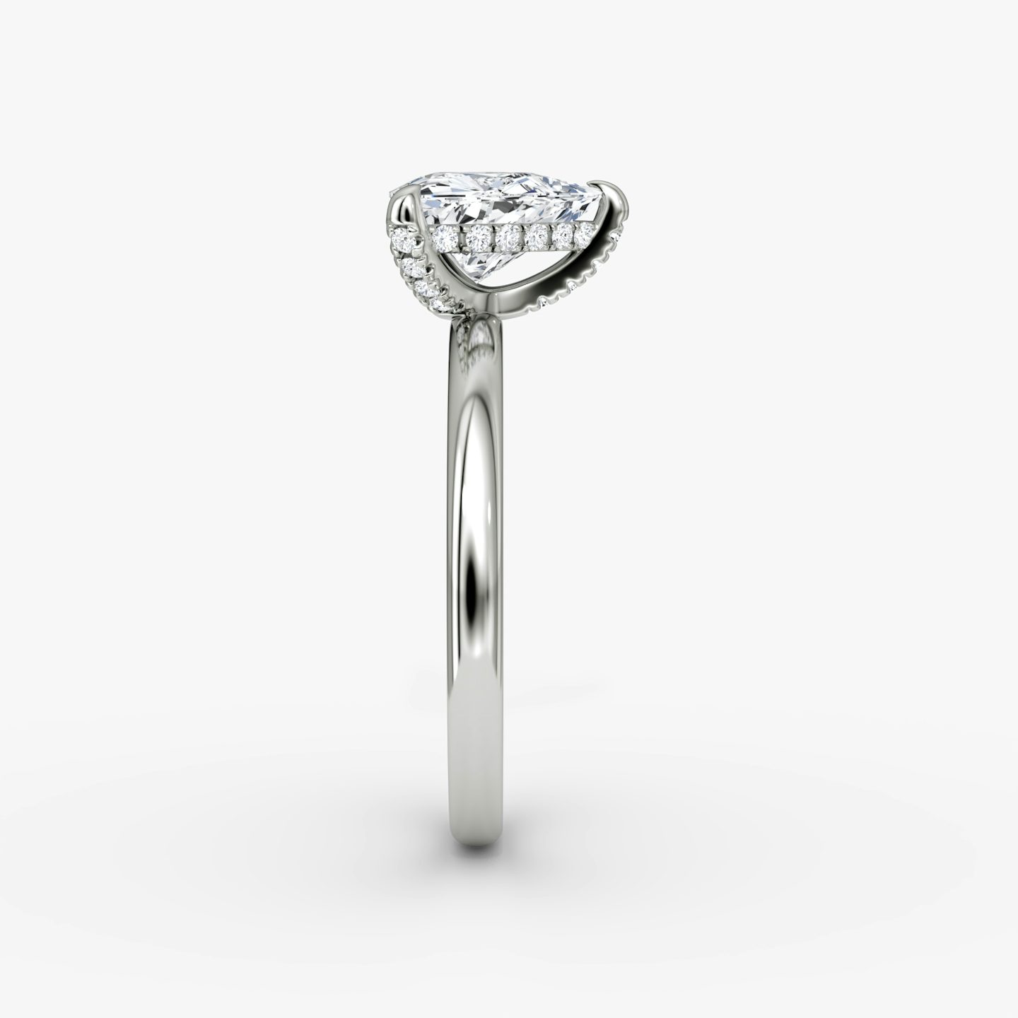 The Classic Hidden Halo | Trillion | 18k | White Gold | bandAccent: Plain | bandWidth: large | prongStyle: Plain | diamondOrientation: vertical | caratWeight: other