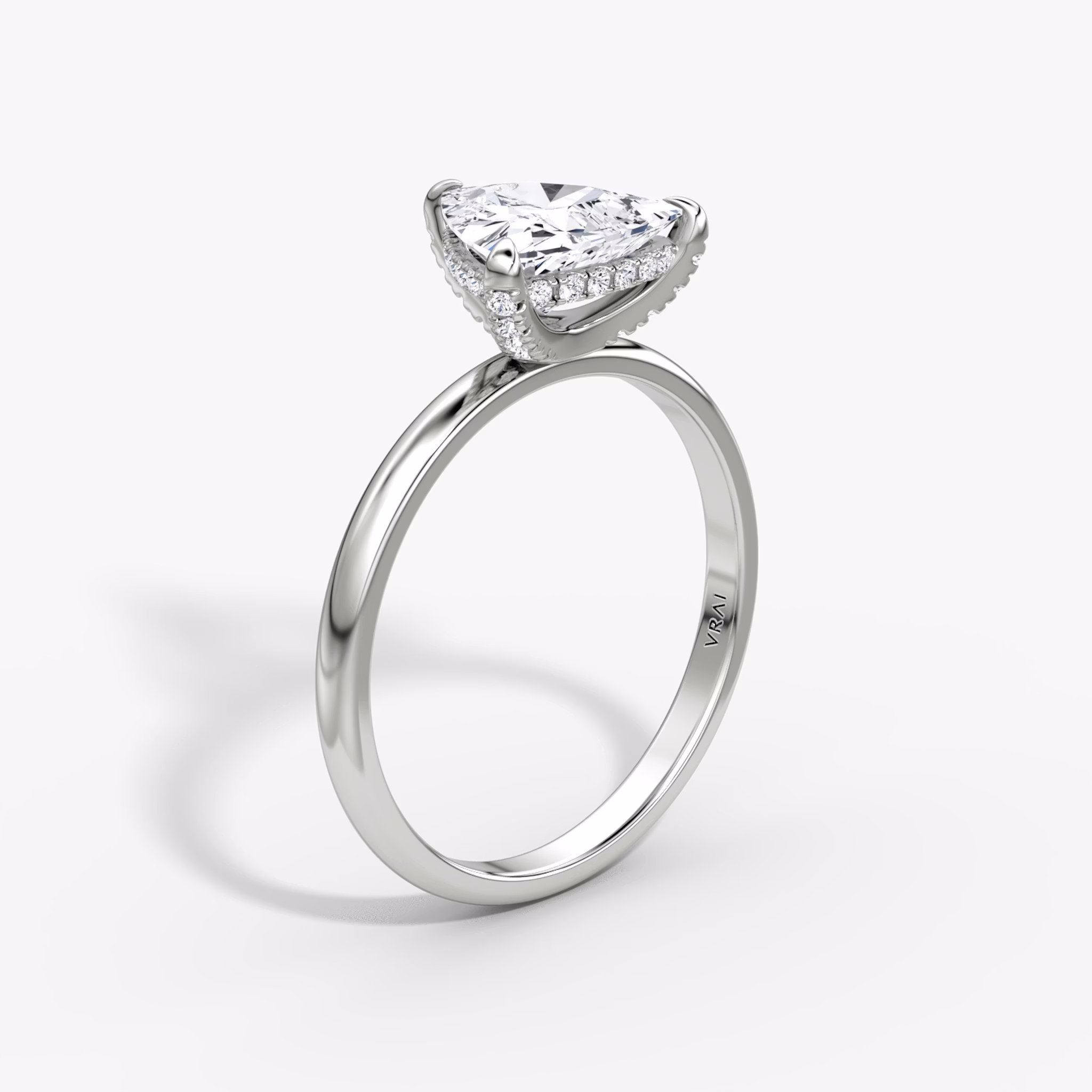 The Classic Hidden Halo | Trillion | 18k | White Gold | bandAccent: Plain | bandWidth: large | prongStyle: Plain | diamondOrientation: vertical | caratWeight: other