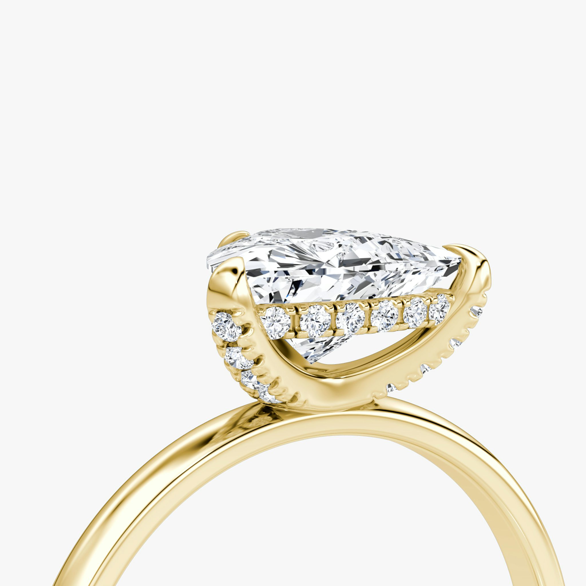 The Classic Hidden Halo | Trillion | 18k | Yellow Gold | bandAccent: Plain | bandWidth: large | prongStyle: Plain | diamondOrientation: vertical | caratWeight: other