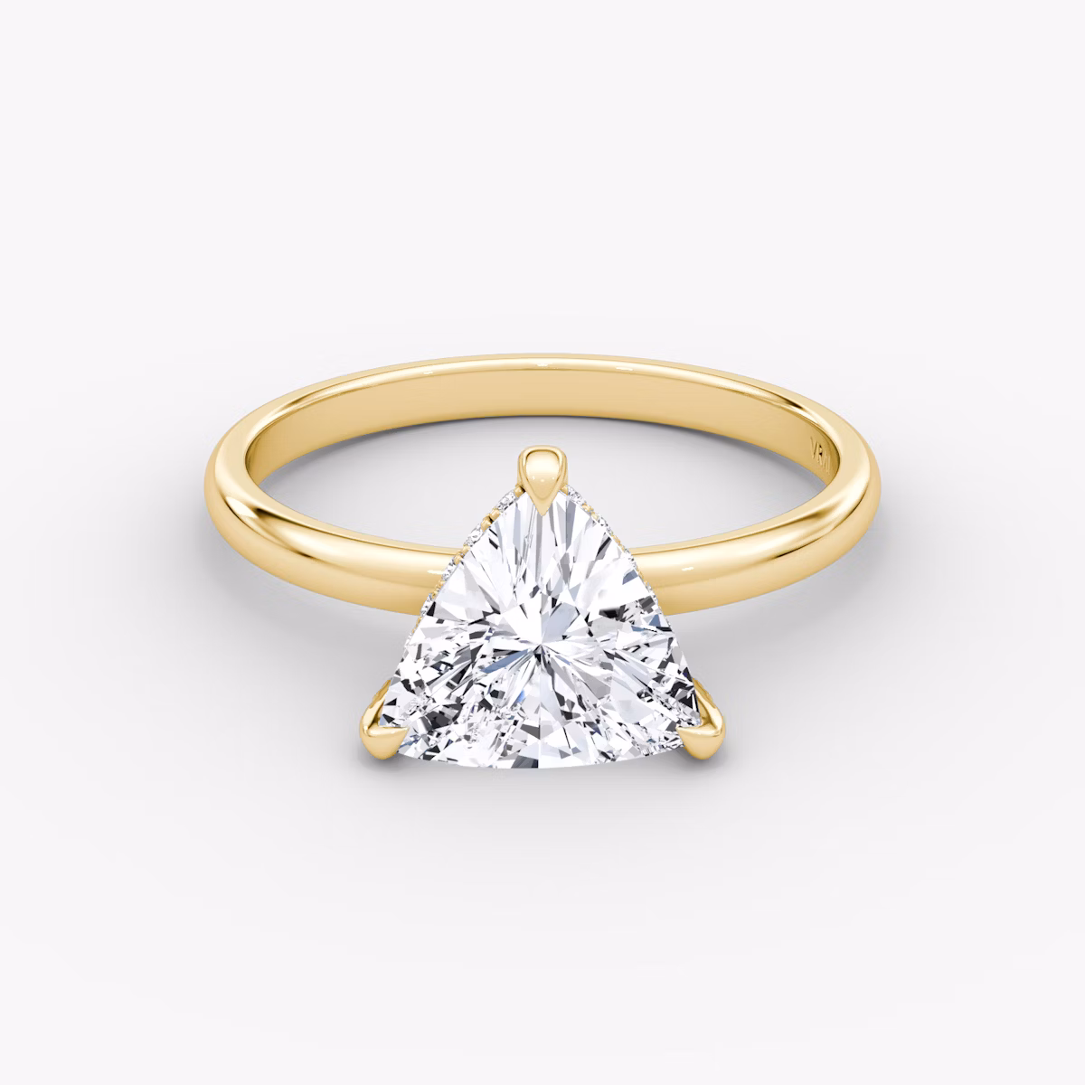 The Classic Hidden Halo | Trillion | 18k | Yellow Gold | bandAccent: Plain | bandWidth: large | prongStyle: Plain | diamondOrientation: vertical | caratWeight: other