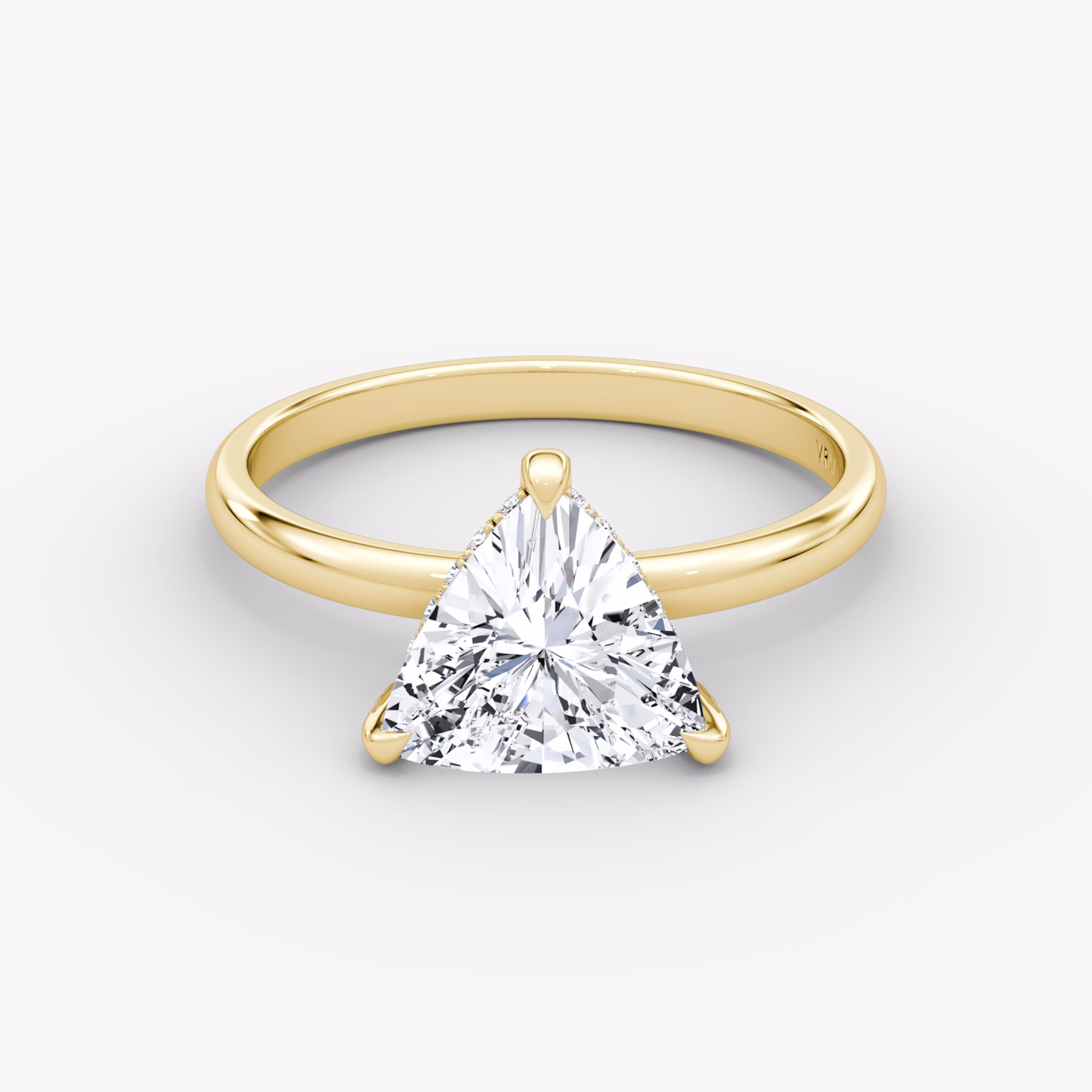 The Classic Hidden Halo | Trillion | 18k | Yellow Gold | bandAccent: Plain | bandWidth: large | prongStyle: Plain | diamondOrientation: vertical | caratWeight: other