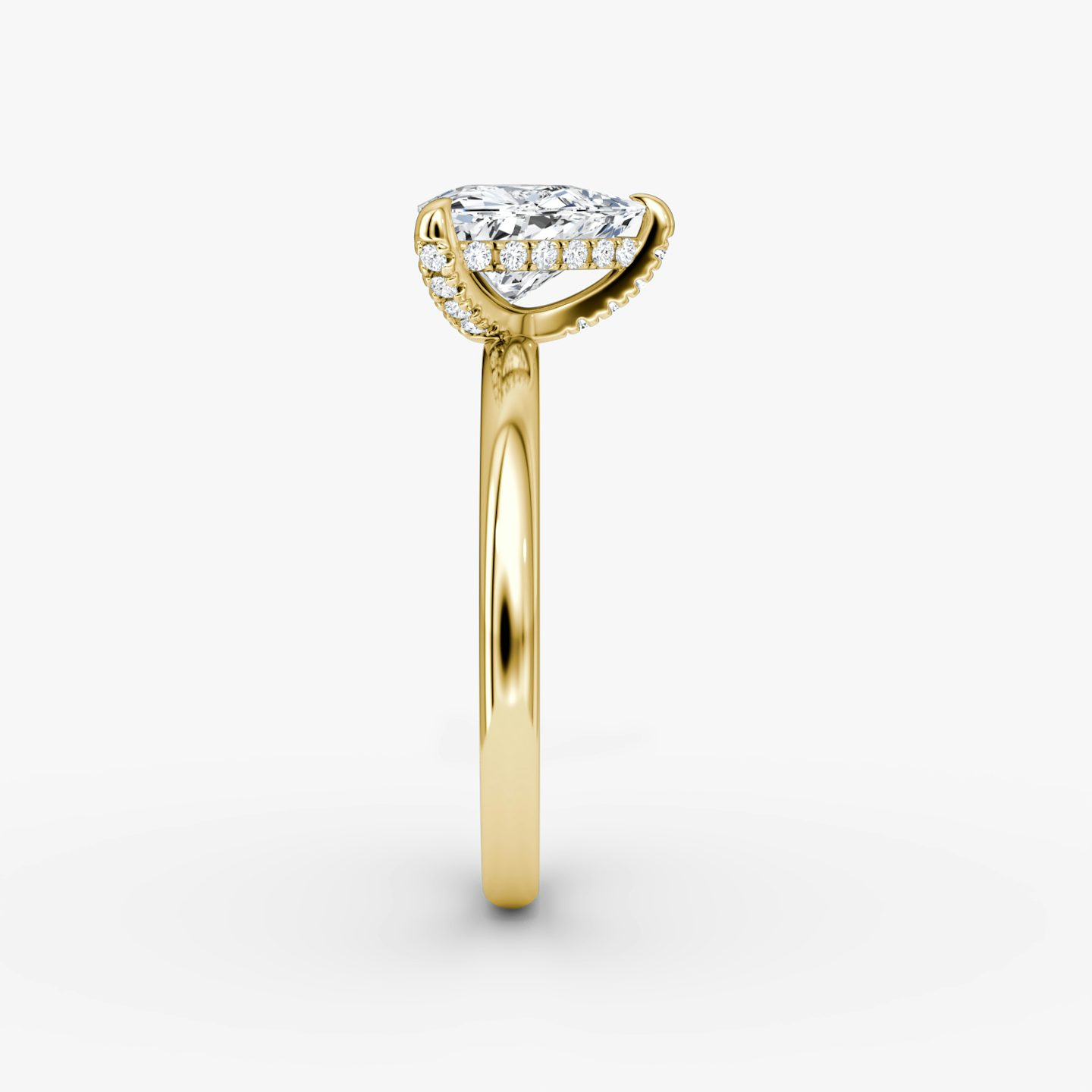 The Classic Hidden Halo | Trillion | 18k | Yellow Gold | bandAccent: Plain | bandWidth: large | prongStyle: Plain | diamondOrientation: vertical | caratWeight: other