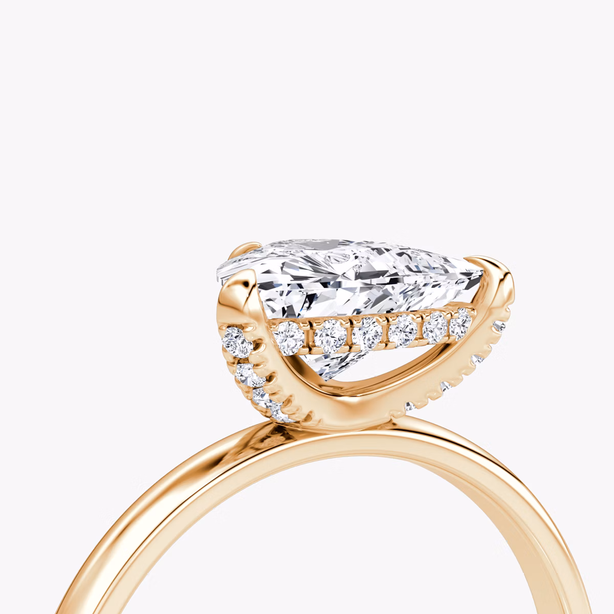 The Classic Hidden Halo | Trillion | 14k | Rose Gold | bandAccent: Plain | bandWidth: large | prongStyle: Pavé | diamondOrientation: vertical | caratWeight: other