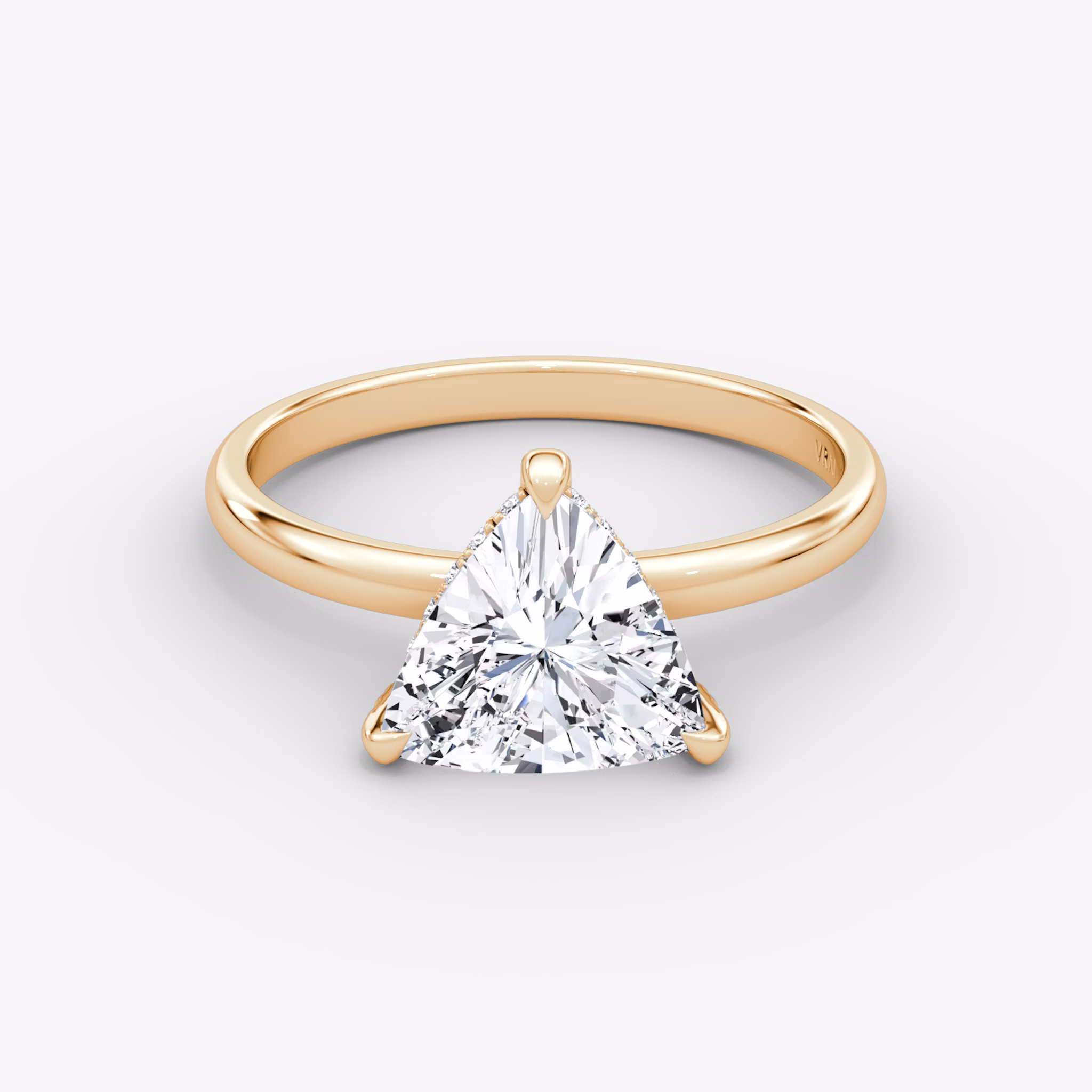 The Classic Hidden Halo | Trillion | 14k | Rose Gold | bandAccent: Plain | bandWidth: large | prongStyle: Pavé | diamondOrientation: vertical | caratWeight: other