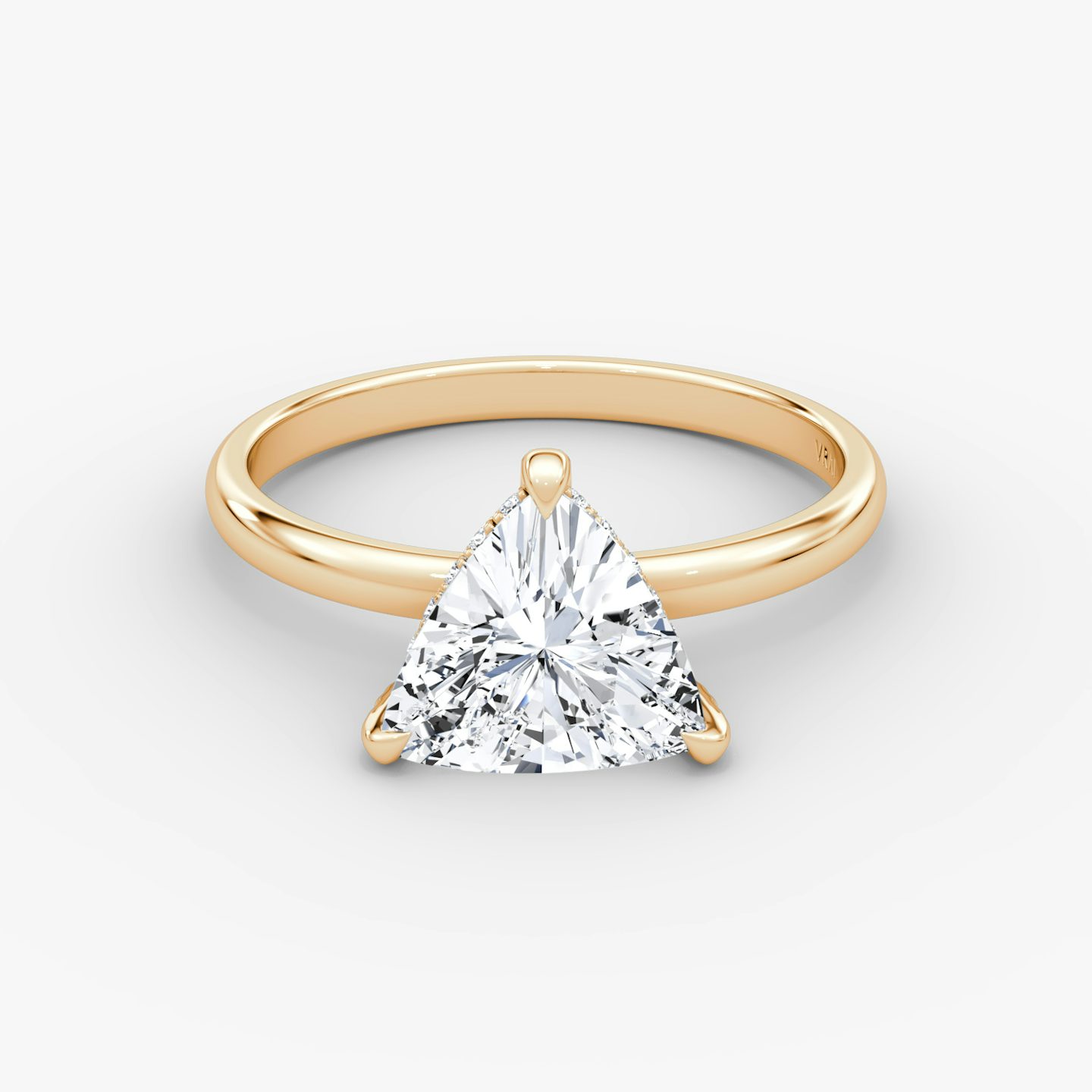 The Classic Hidden Halo | Trillion | 14k | Rose Gold | bandAccent: Plain | bandWidth: large | prongStyle: Pavé | diamondOrientation: vertical | caratWeight: other