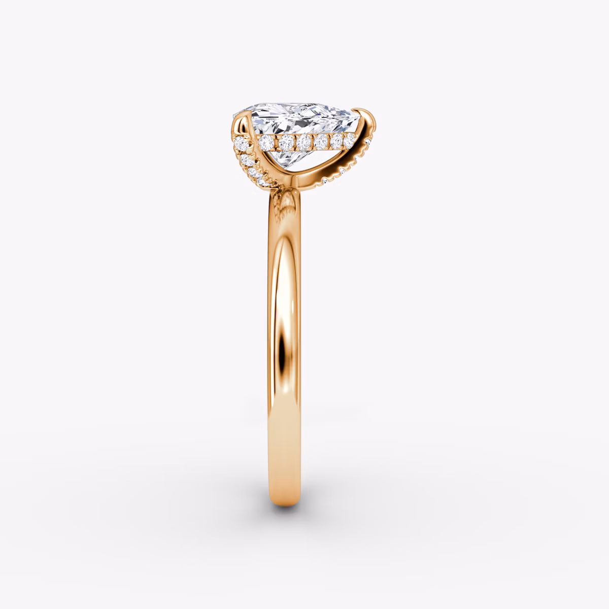 The Classic Hidden Halo | Trillion | 14k | Rose Gold | bandAccent: Plain | bandWidth: large | prongStyle: Pavé | diamondOrientation: vertical | caratWeight: other