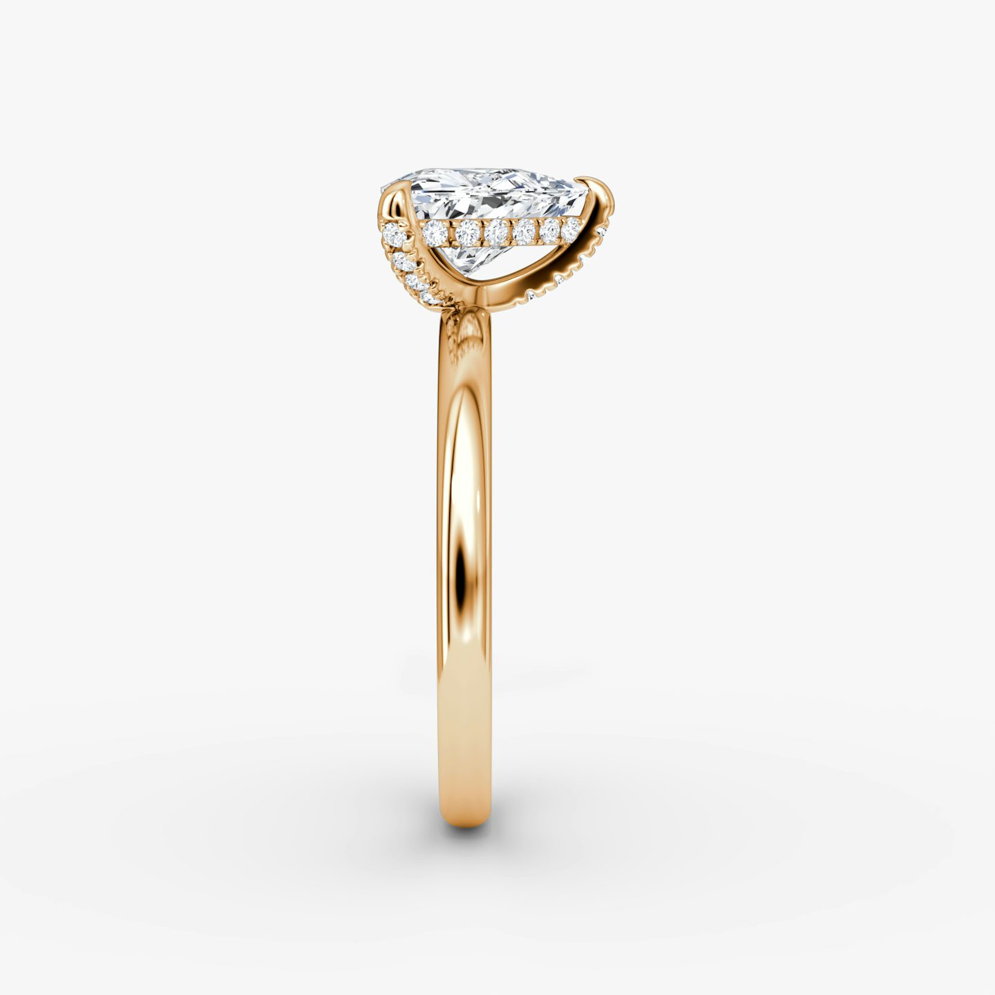The Classic Hidden Halo | Trillion | 14k | Rose Gold | bandAccent: Plain | bandWidth: large | prongStyle: Pavé | diamondOrientation: vertical | caratWeight: other