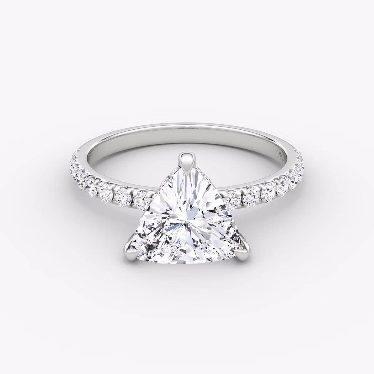 The Classic Hidden Halo | Trillion | Platinum | bandAccent: Pavé | bandWidth: large | prongStyle: Pavé | diamondOrientation: vertical | caratWeight: other