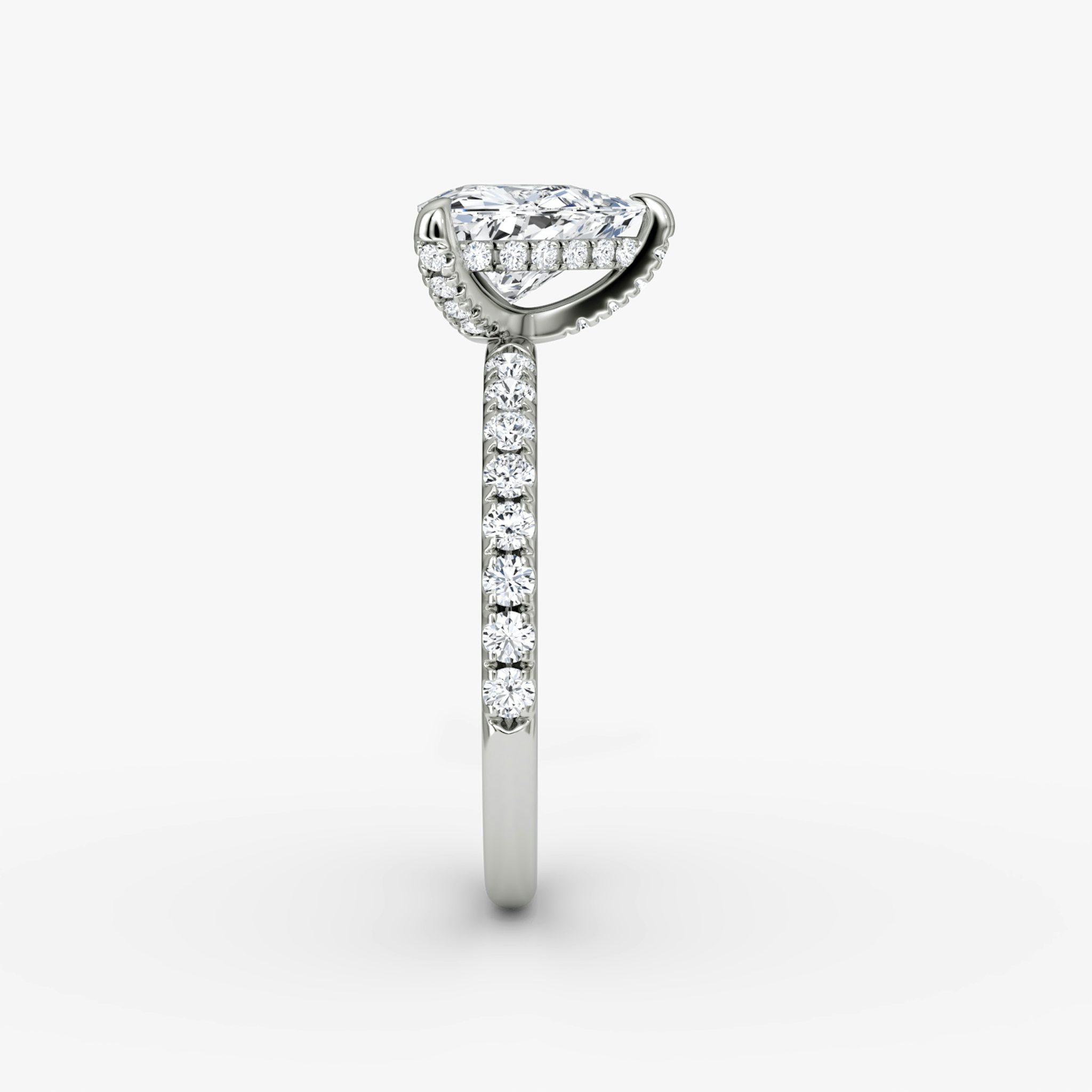 The Classic Hidden Halo | Trillion | 18k | White Gold | bandAccent: Pavé | bandWidth: large | prongStyle: Pavé | diamondOrientation: vertical | caratWeight: other