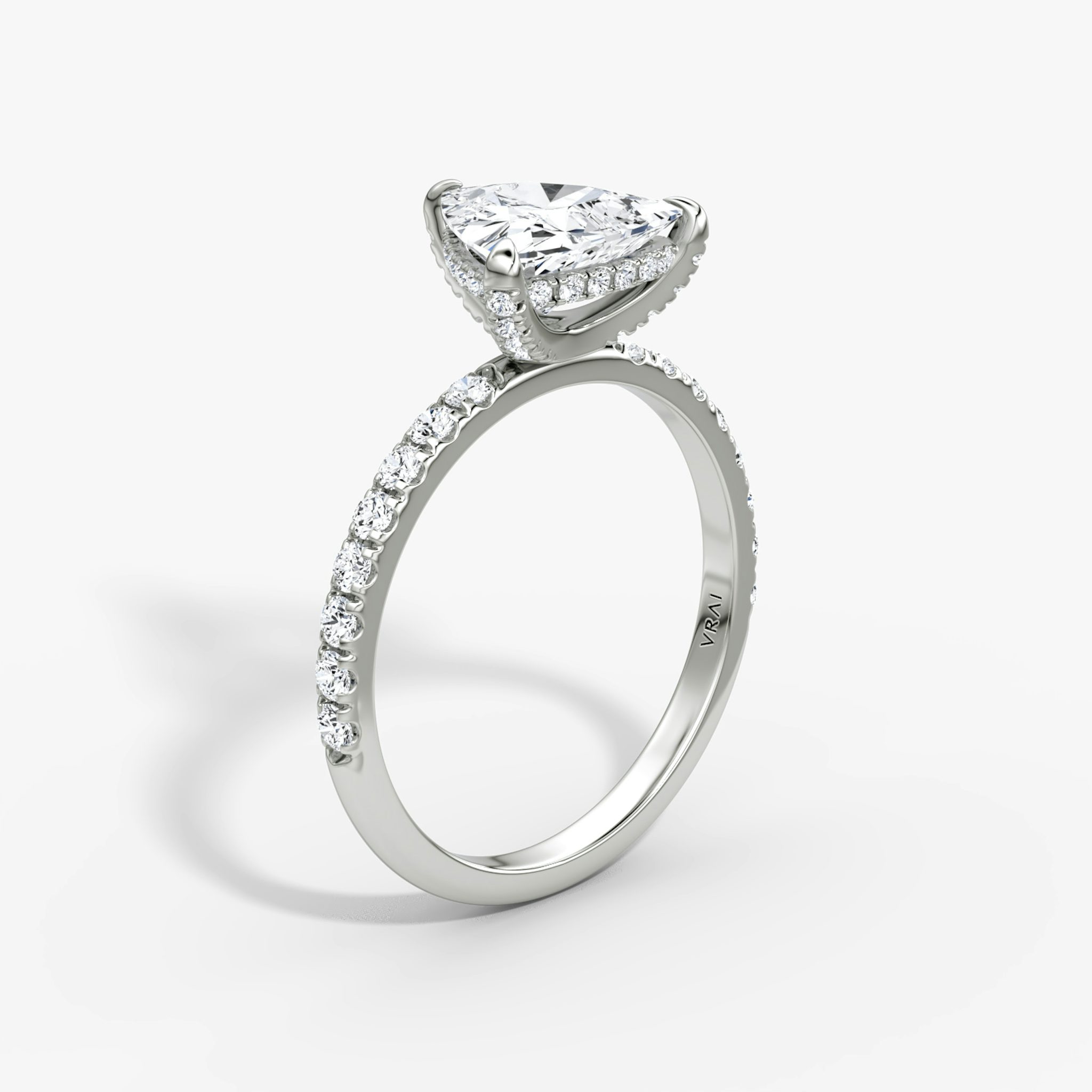 The Classic Hidden Halo | Trillion | 18k | White Gold | bandAccent: Pavé | bandWidth: large | prongStyle: Pavé | diamondOrientation: vertical | caratWeight: other