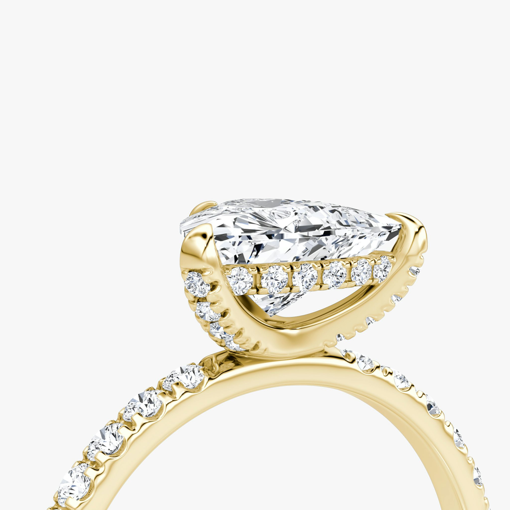 The Classic Hidden Halo | Trillion | 18k | Yellow Gold | bandAccent: Pavé | bandWidth: large | prongStyle: Pavé | diamondOrientation: vertical | caratWeight: other