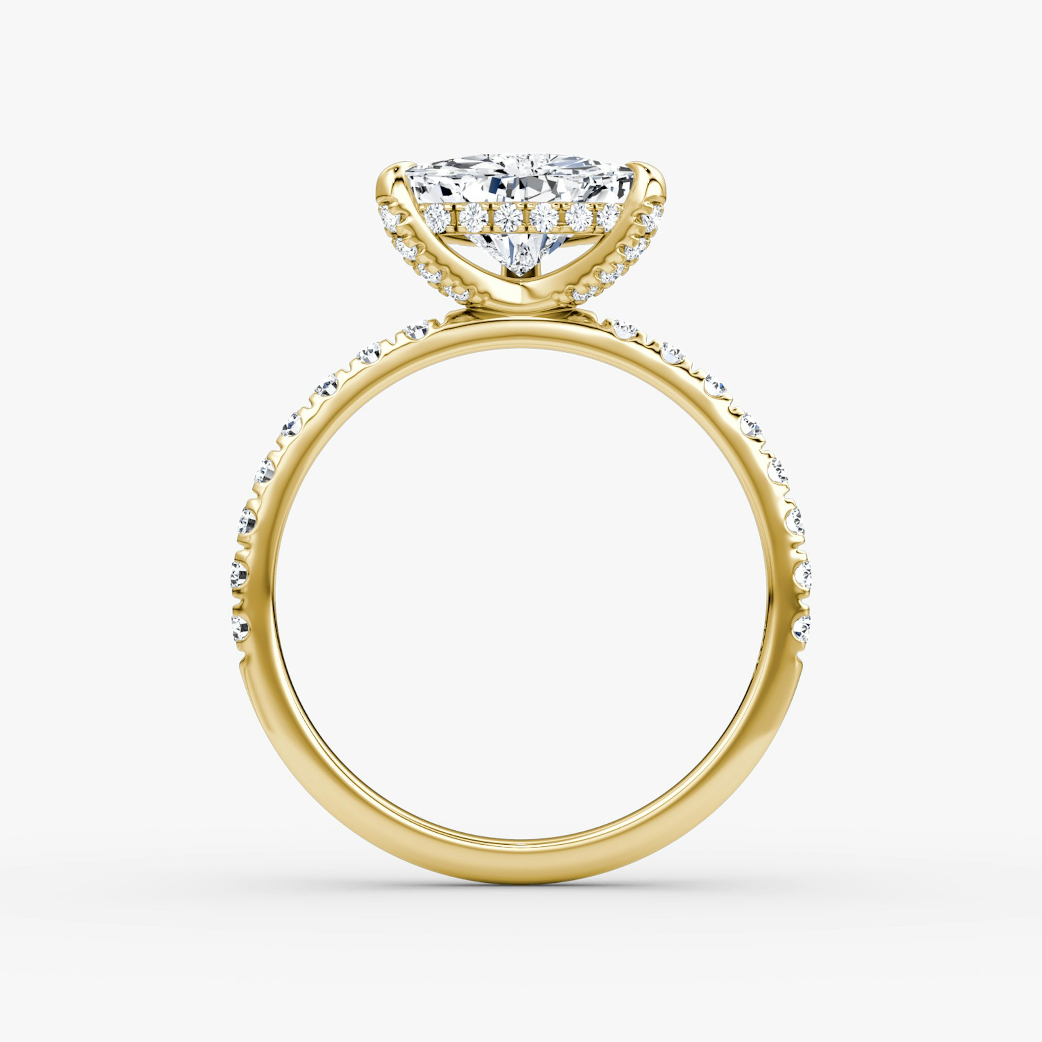 The Classic Hidden Halo | Trillion | 18k | Yellow Gold | bandAccent: Pavé | bandWidth: large | prongStyle: Pavé | diamondOrientation: vertical | caratWeight: other