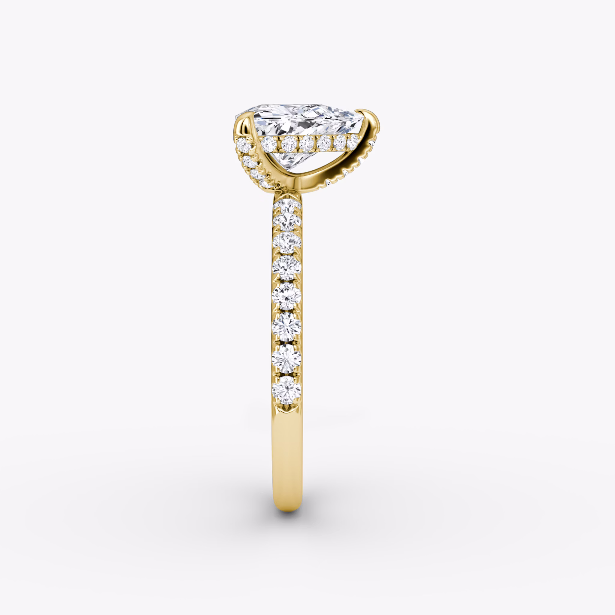The Classic Hidden Halo | Trillion | 18k | Yellow Gold | bandAccent: Pavé | bandWidth: large | prongStyle: Pavé | diamondOrientation: vertical | caratWeight: other