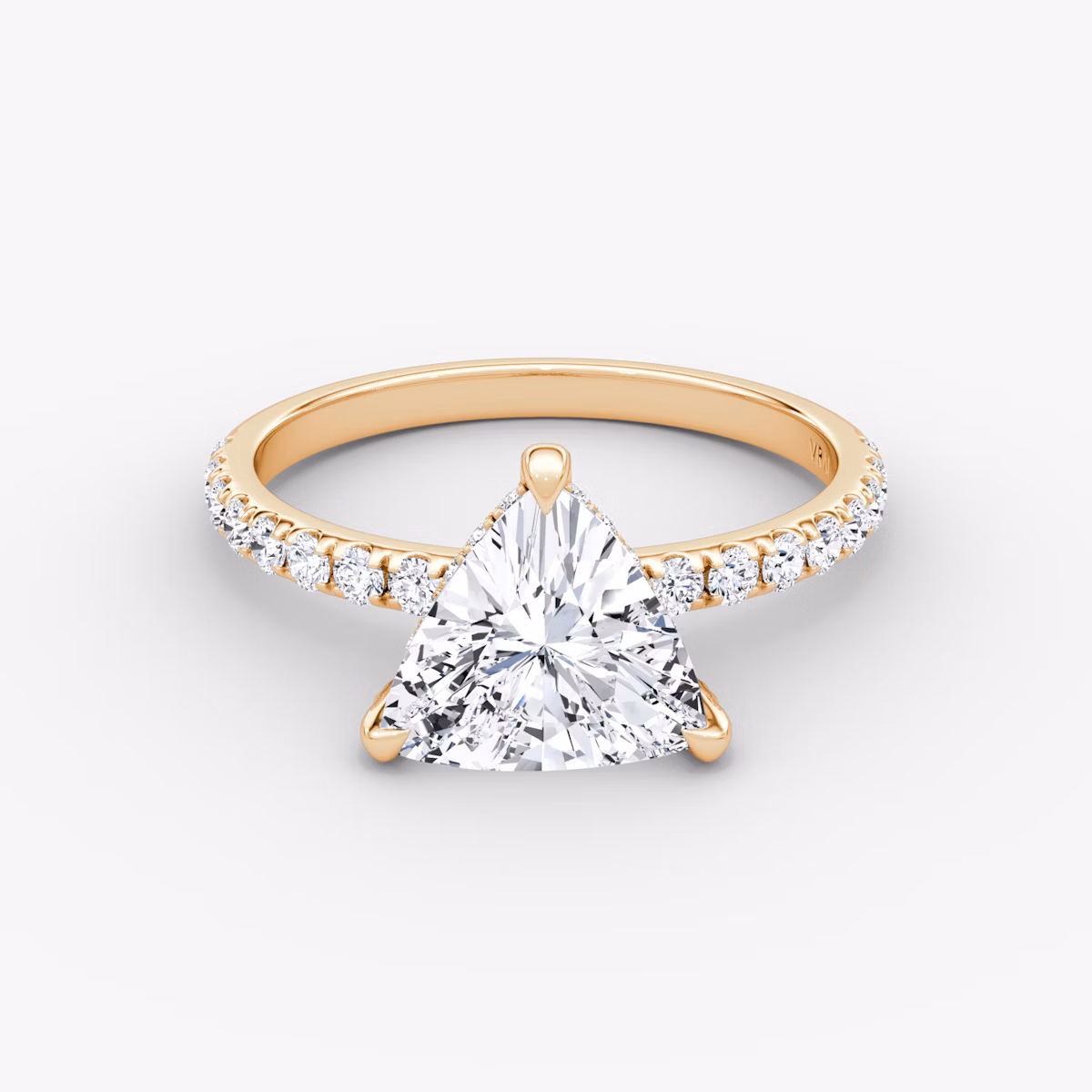 The Classic Hidden Halo | Trillion | 14k | Rose Gold | bandAccent: Pavé | bandWidth: large | prongStyle: Pavé | diamondOrientation: vertical | caratWeight: other