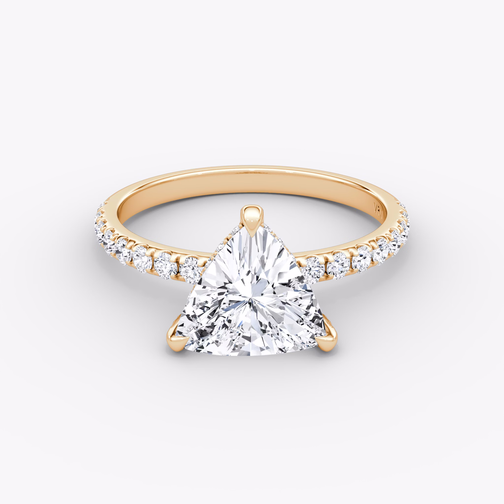 The Classic Hidden Halo | Trillion | 14k | Rose Gold | bandAccent: Pavé | bandWidth: large | prongStyle: Pavé | diamondOrientation: vertical | caratWeight: other