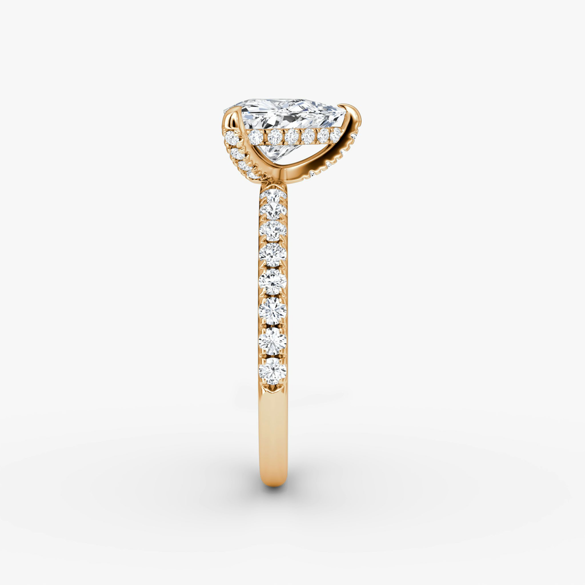 The Classic Hidden Halo | Trillion | 14k | Rose Gold | bandAccent: Pavé | bandWidth: large | prongStyle: Pavé | diamondOrientation: vertical | caratWeight: other