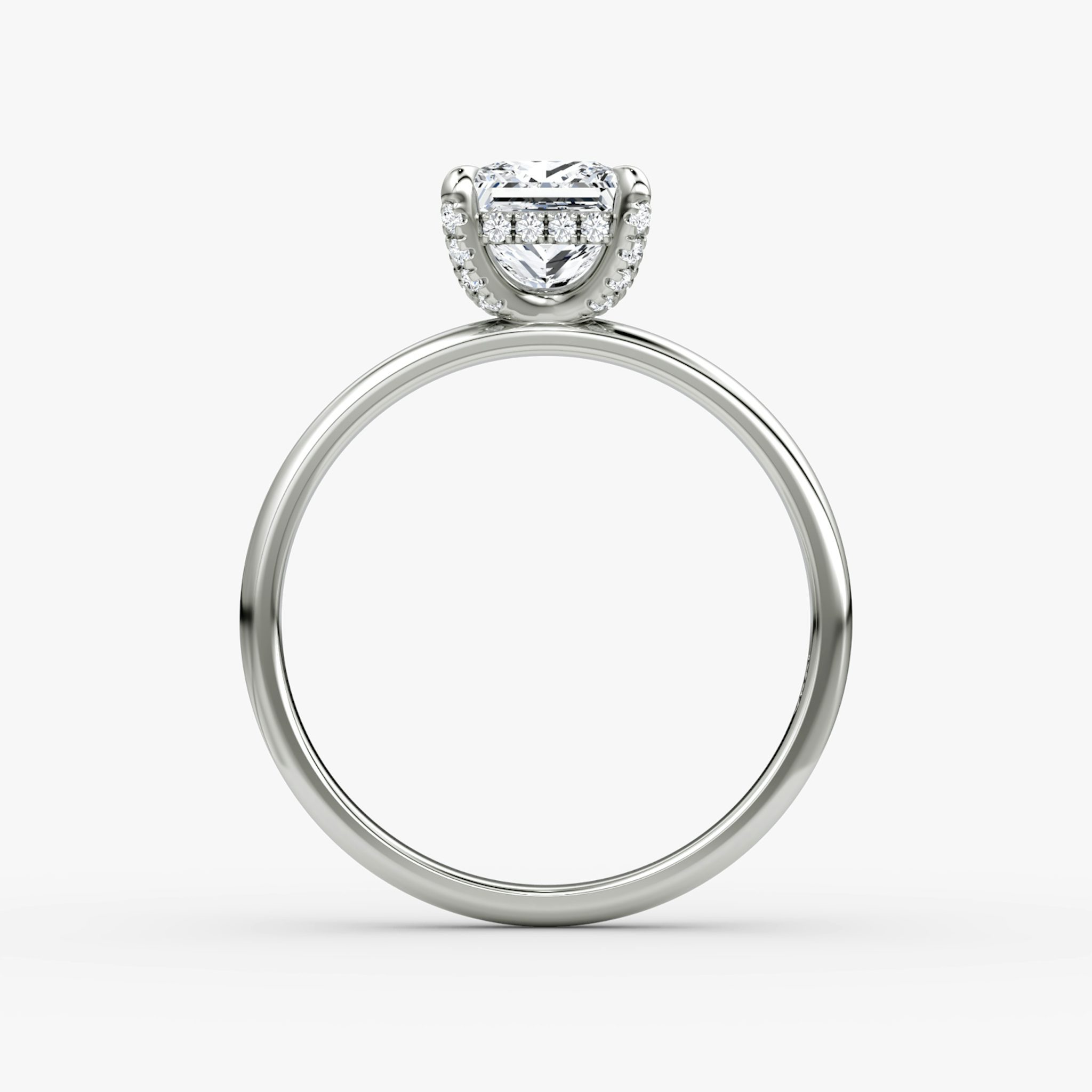 The Classic Hidden Halo | Princess | 18k | White Gold | bandAccent: Plain | bandWidth: large | prongStyle: Pavé | diamondOrientation: vertical | caratWeight: other