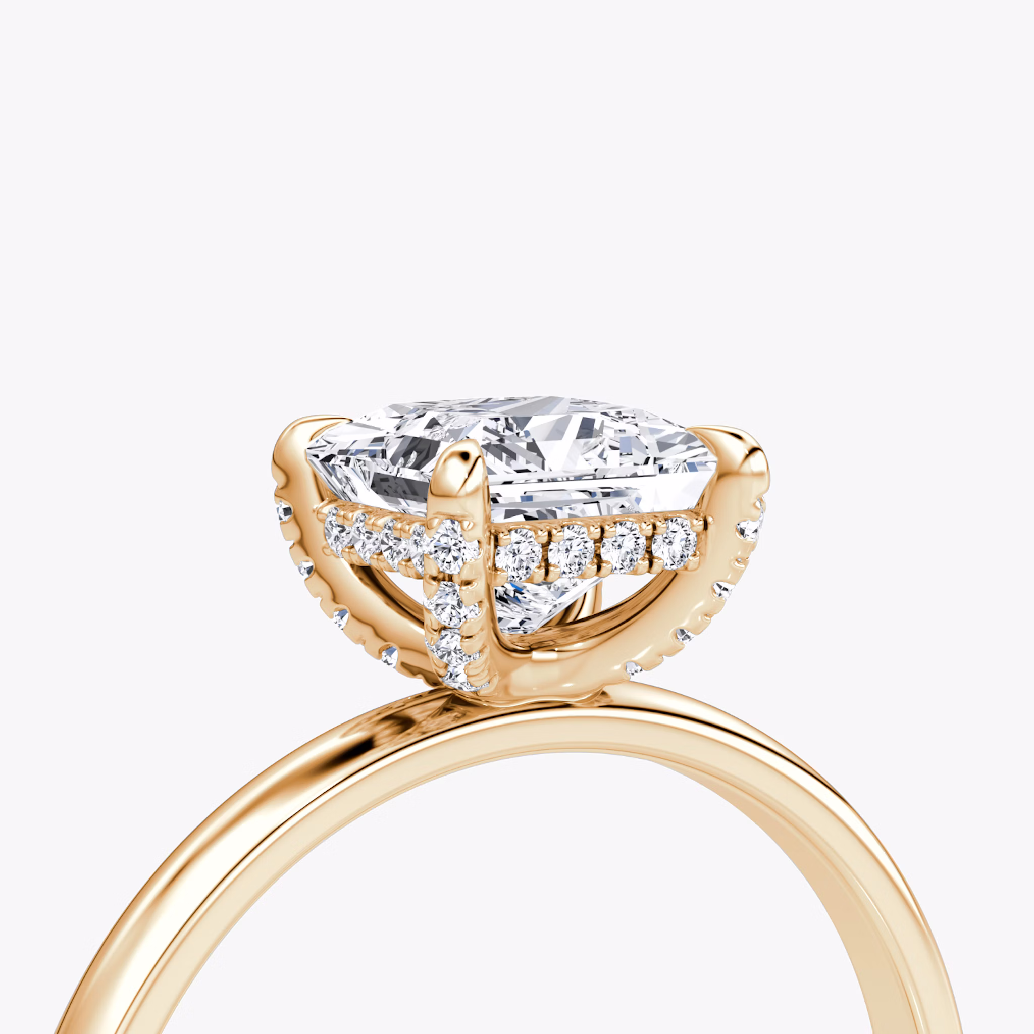The Classic Hidden Halo | Princess | 14k | Rose Gold | bandAccent: Plain | bandWidth: large | prongStyle: Pavé | diamondOrientation: vertical | caratWeight: other