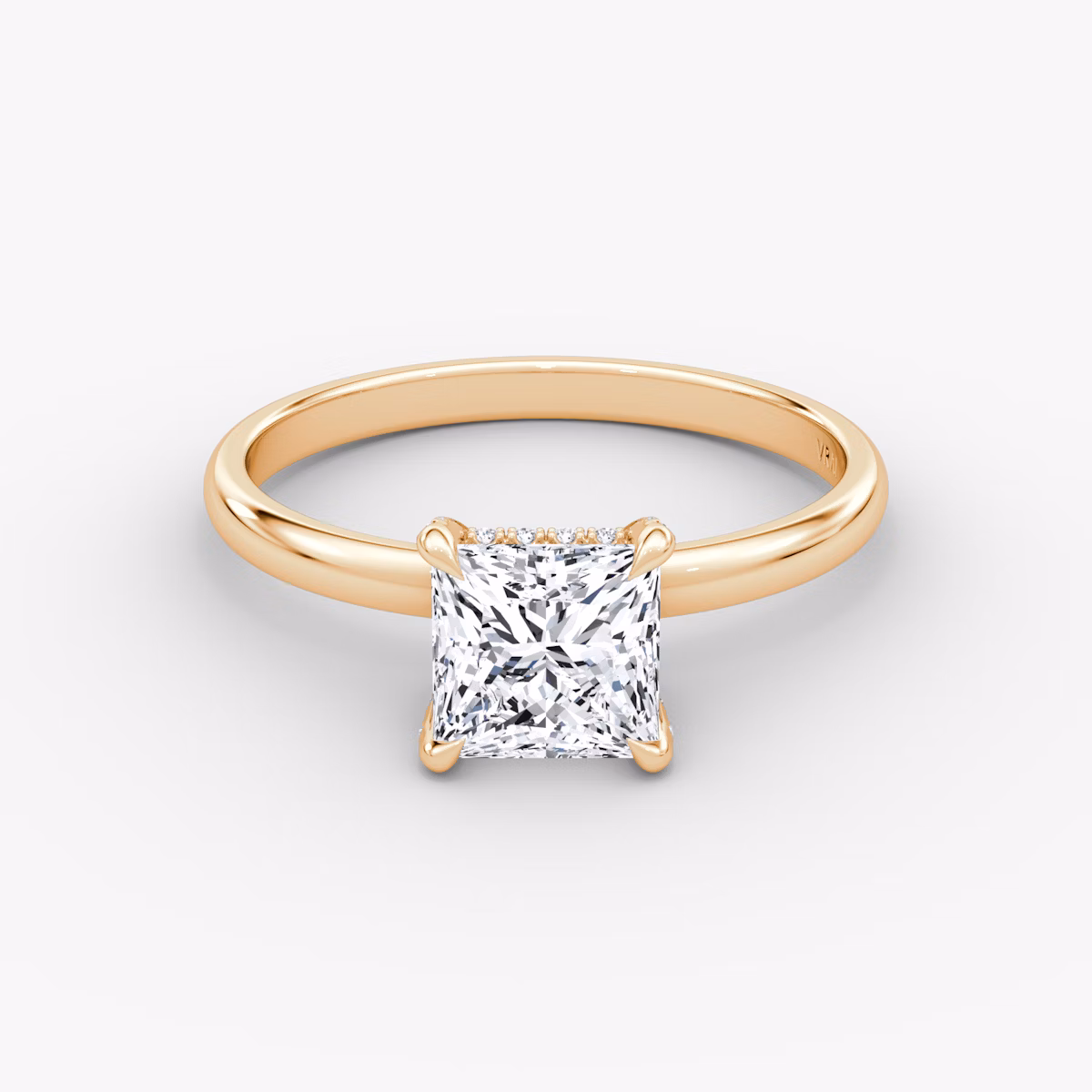 The Classic Hidden Halo | Princess | 14k | Rose Gold | bandAccent: Plain | bandWidth: large | prongStyle: Pavé | diamondOrientation: vertical | caratWeight: other