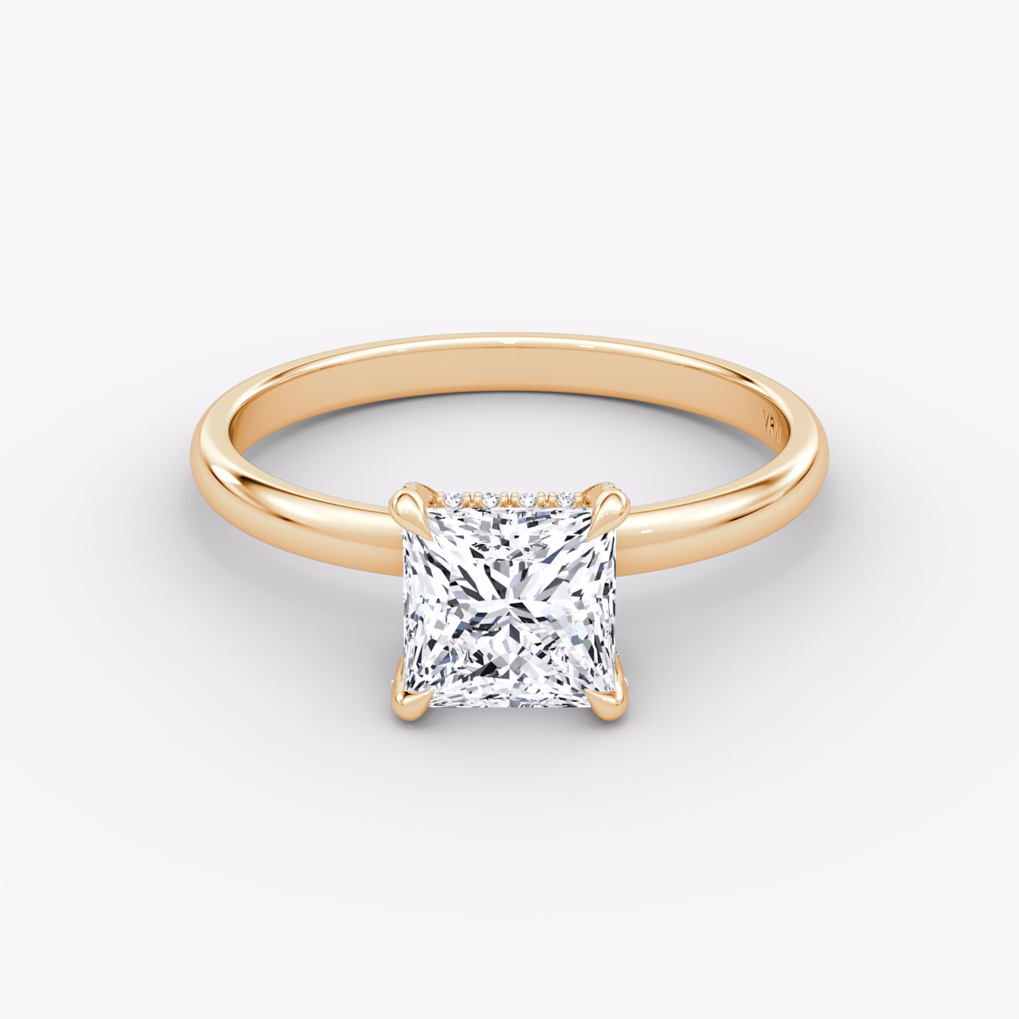 The Classic Hidden Halo | Princess | 14k | Rose Gold | bandAccent: Plain | bandWidth: large | prongStyle: Pavé | diamondOrientation: vertical | caratWeight: other